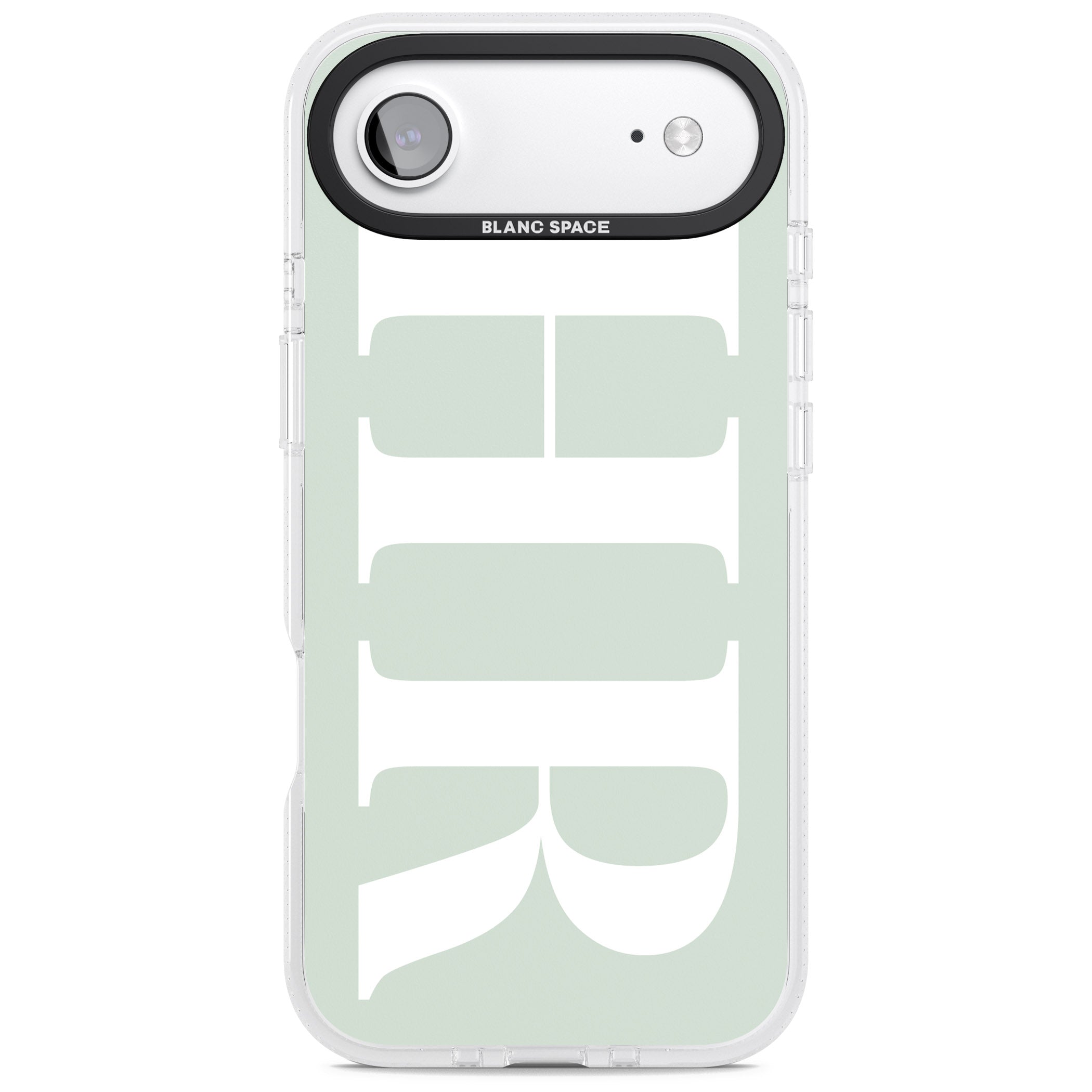 Personalised White & Seafoam Green Letters iPhone 17 Air Impact Air Clear Phone Case