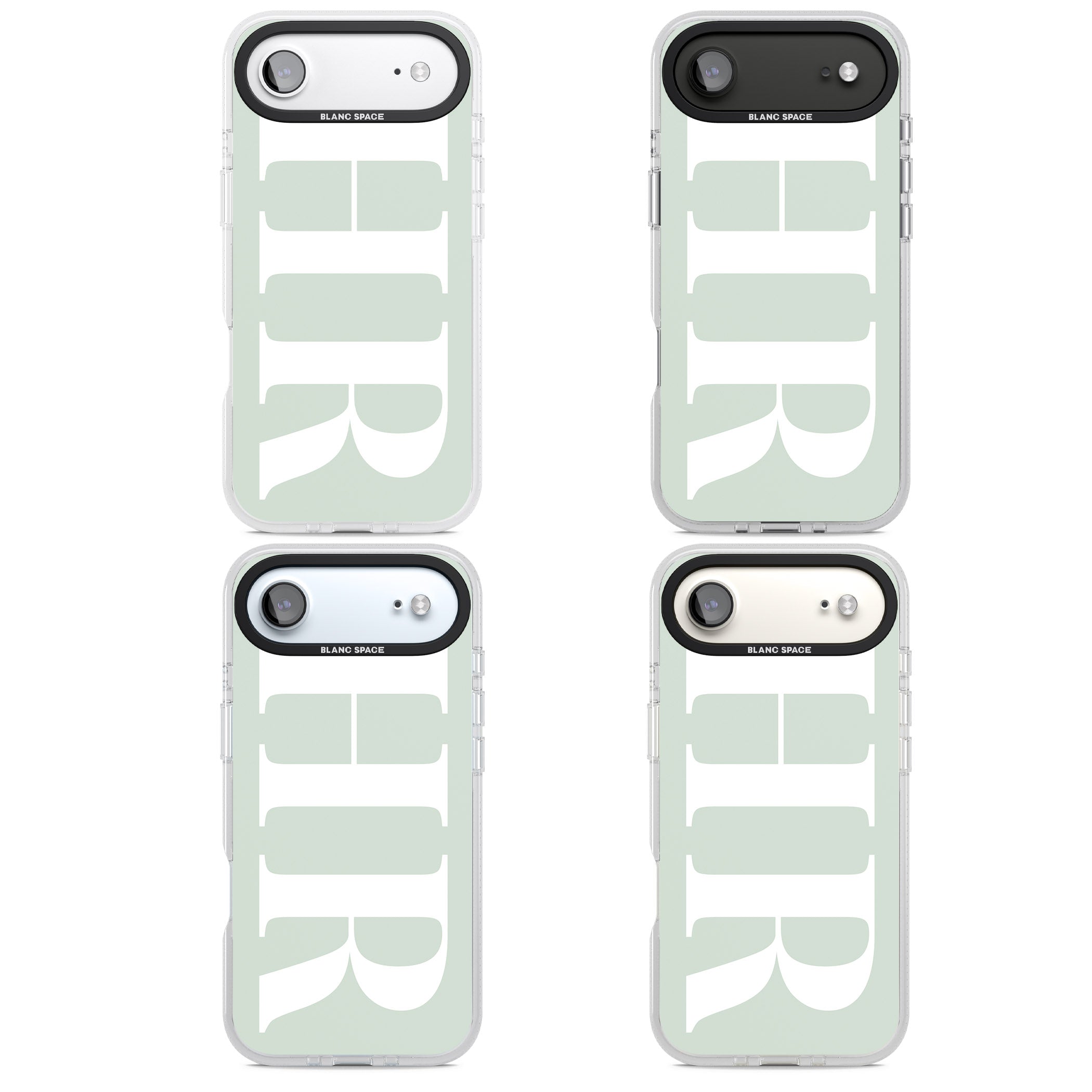 Personalised White & Seafoam Green Letters iPhone 17 Air Impact Air Clear Phone Case APT Impact Protection