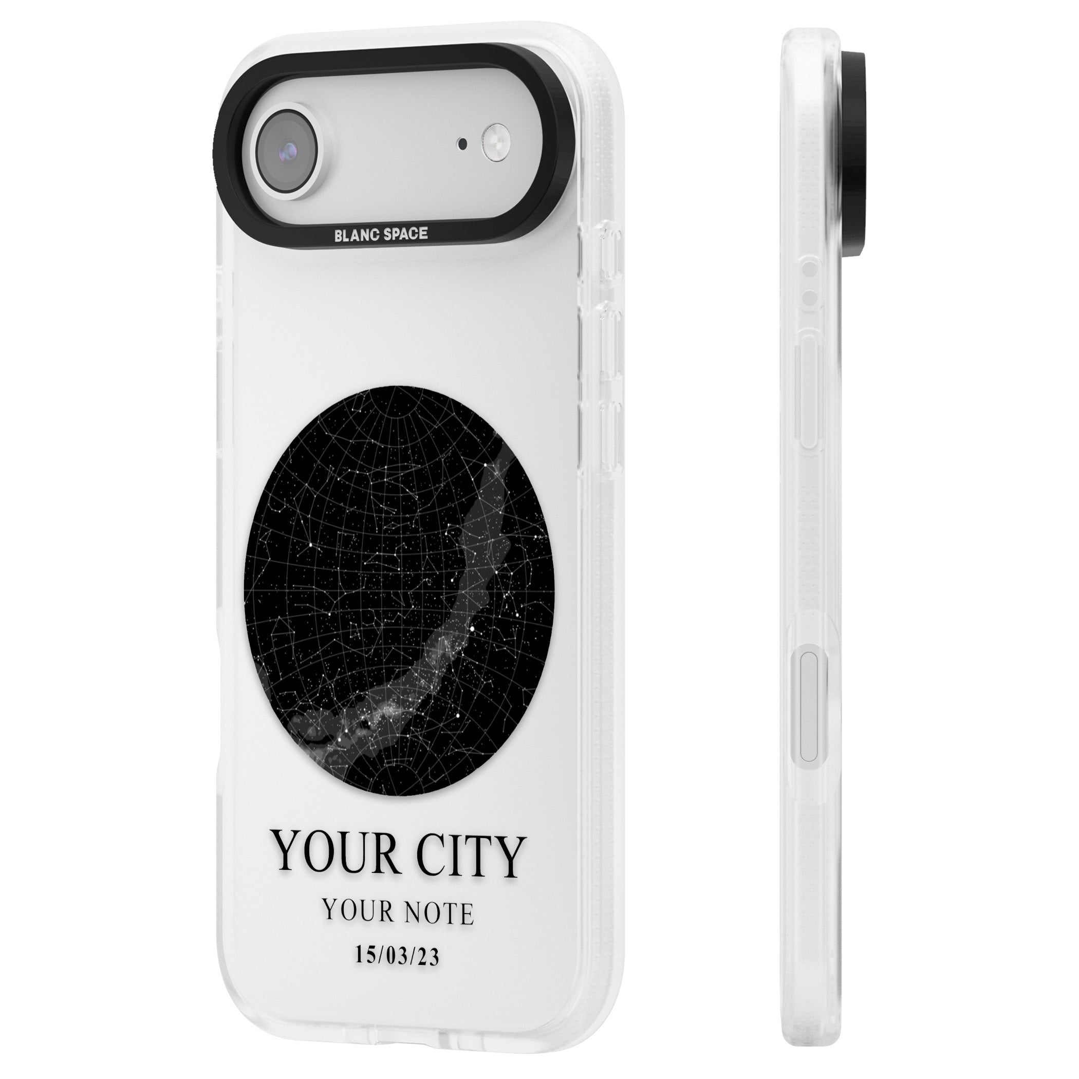Personalised Star Map iPhone 17 Air Impact Air Clear Phone Case Side Profile