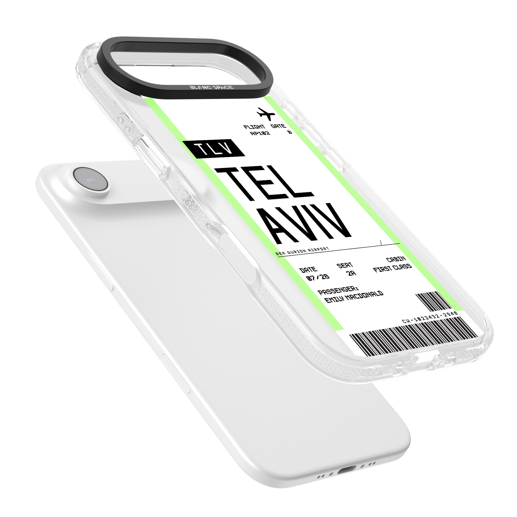 Personalised Tel Aviv Boarding Pass iPhone 17 Air Impact Air Clear Phone Case Colours