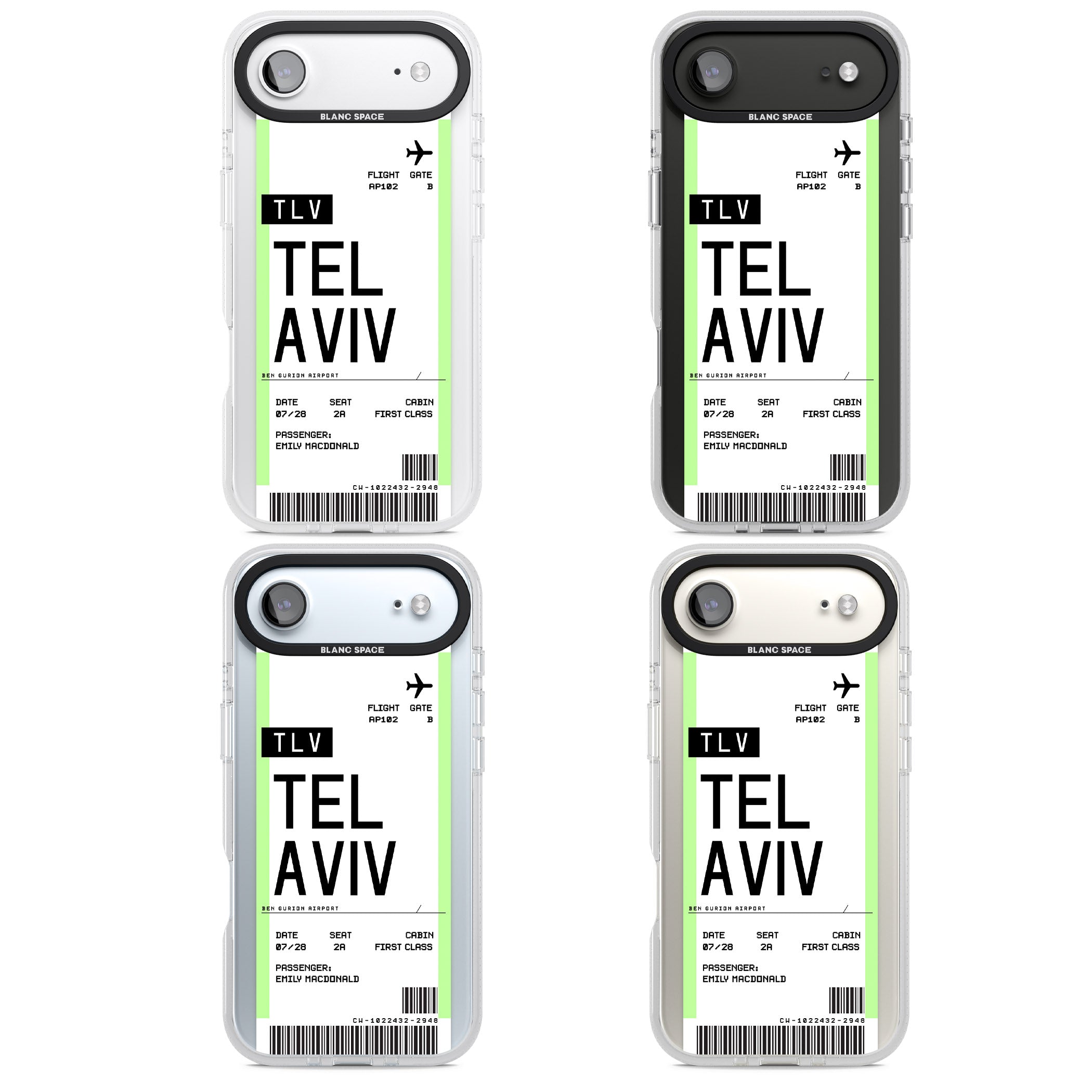 Personalised Tel Aviv Boarding Pass iPhone 17 Air Impact Air Clear Phone Case APT Impact Protection