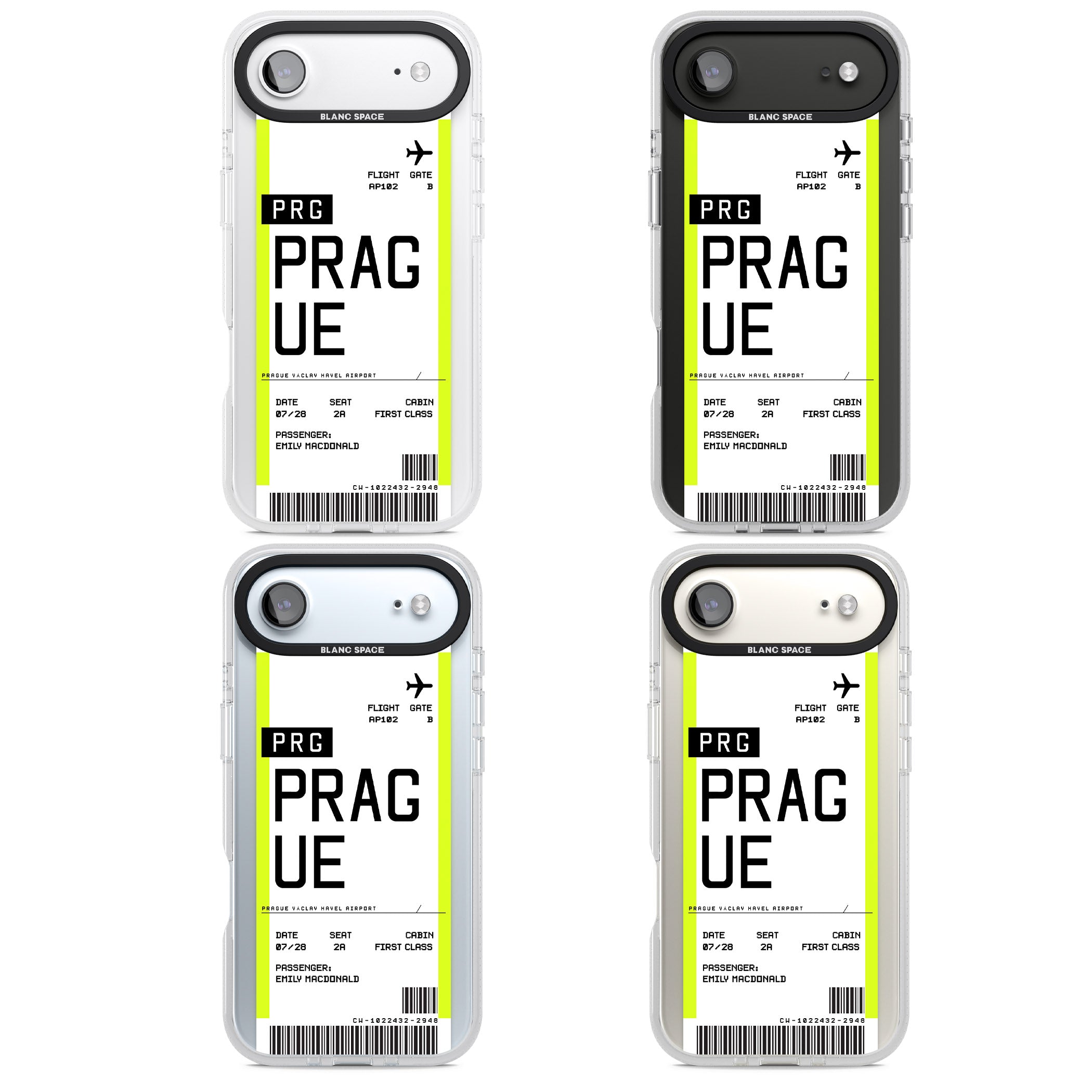 Personalised Prague Boarding Pass iPhone 17 Air Impact Air Clear Phone Case APT Impact Protection