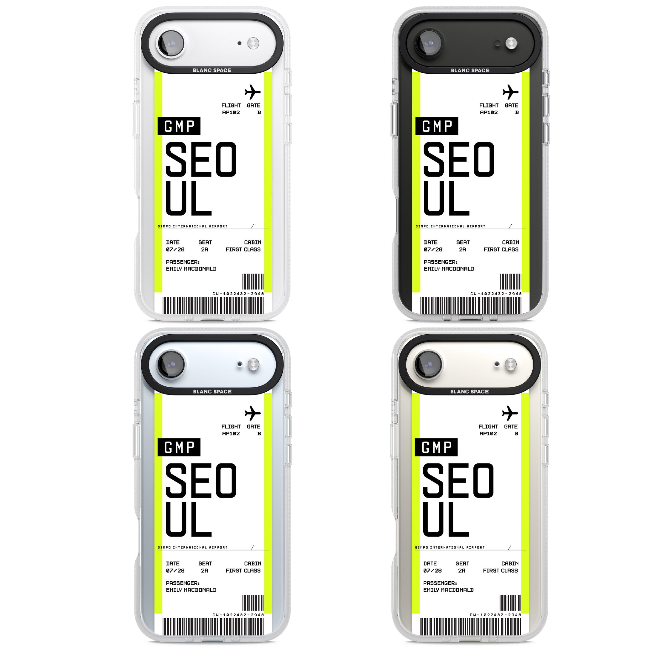 Personalised Seoul Boarding Pass iPhone 17 Air Impact Air Clear Phone Case APT Impact Protection