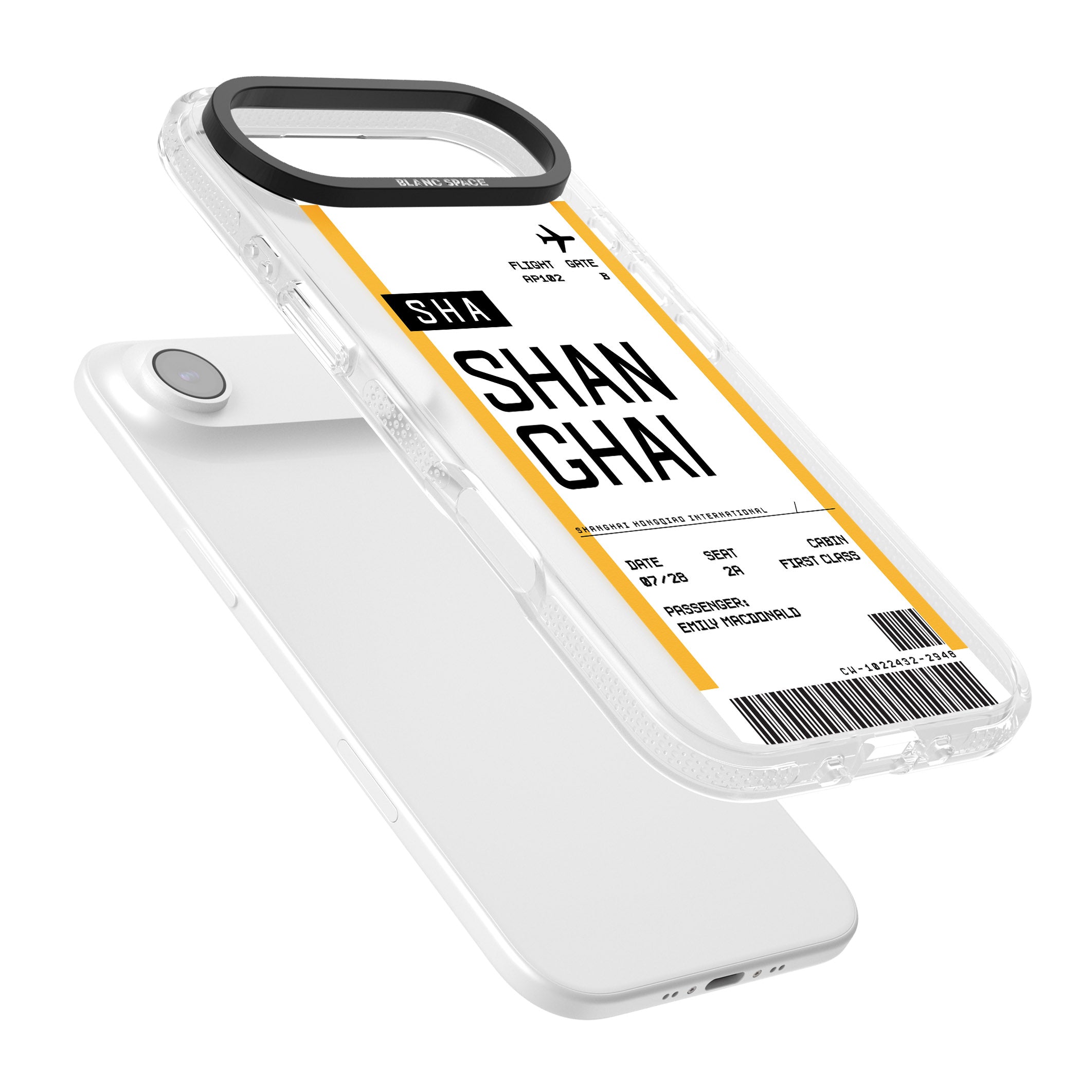 Personalised Shanghai Boarding Pass iPhone 17 Air Impact Air Clear Phone Case Colours