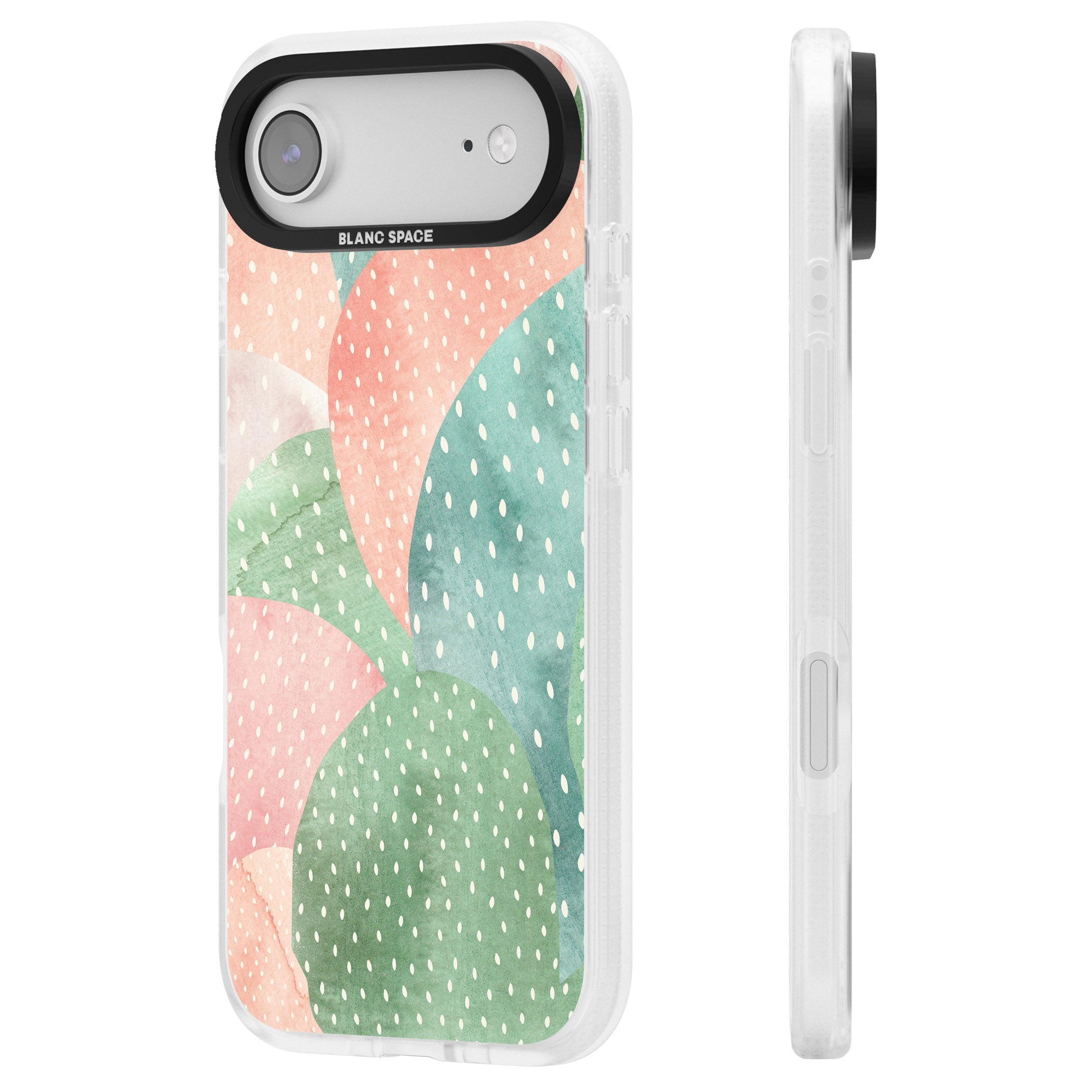 Pastel Cacti Pattern iPhone 17 Air Impact Air Clear Phone Case Side Profile