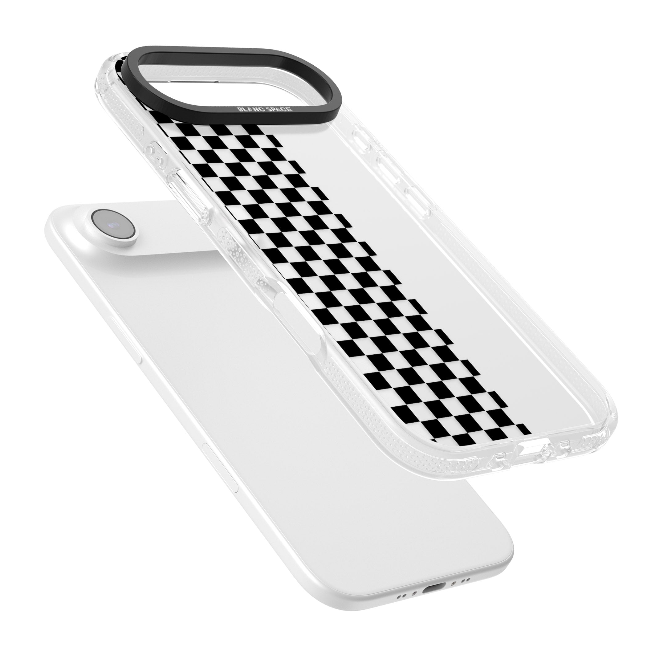 Checker: Half Black Check On Clear iPhone 17 Air Impact Air Clear Phone Case Colours