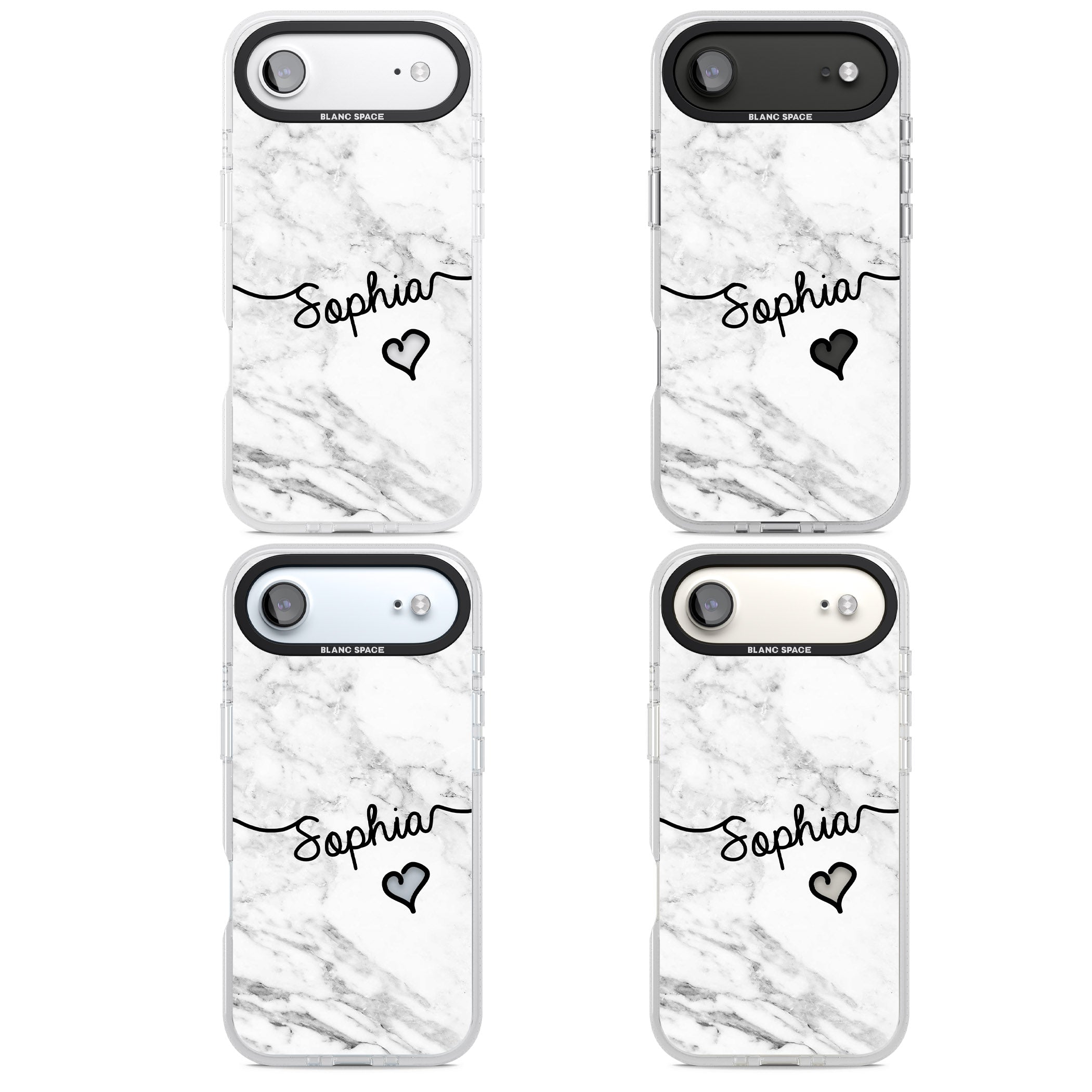Personalised White Marble Heart iPhone 17 Air Impact Air Clear Phone Case APT Impact Protection