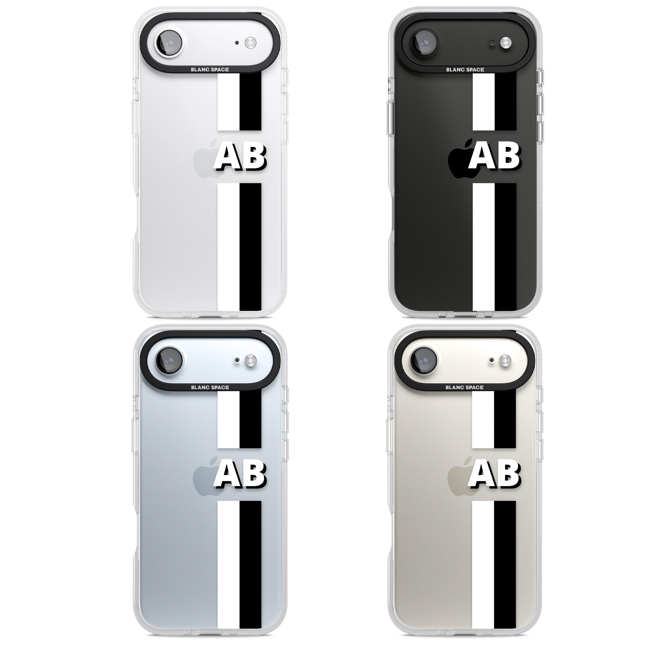 Personalised Bold Two Stripe Name iPhone 17 Air Impact Air Clear Phone Case APT Impact Protection