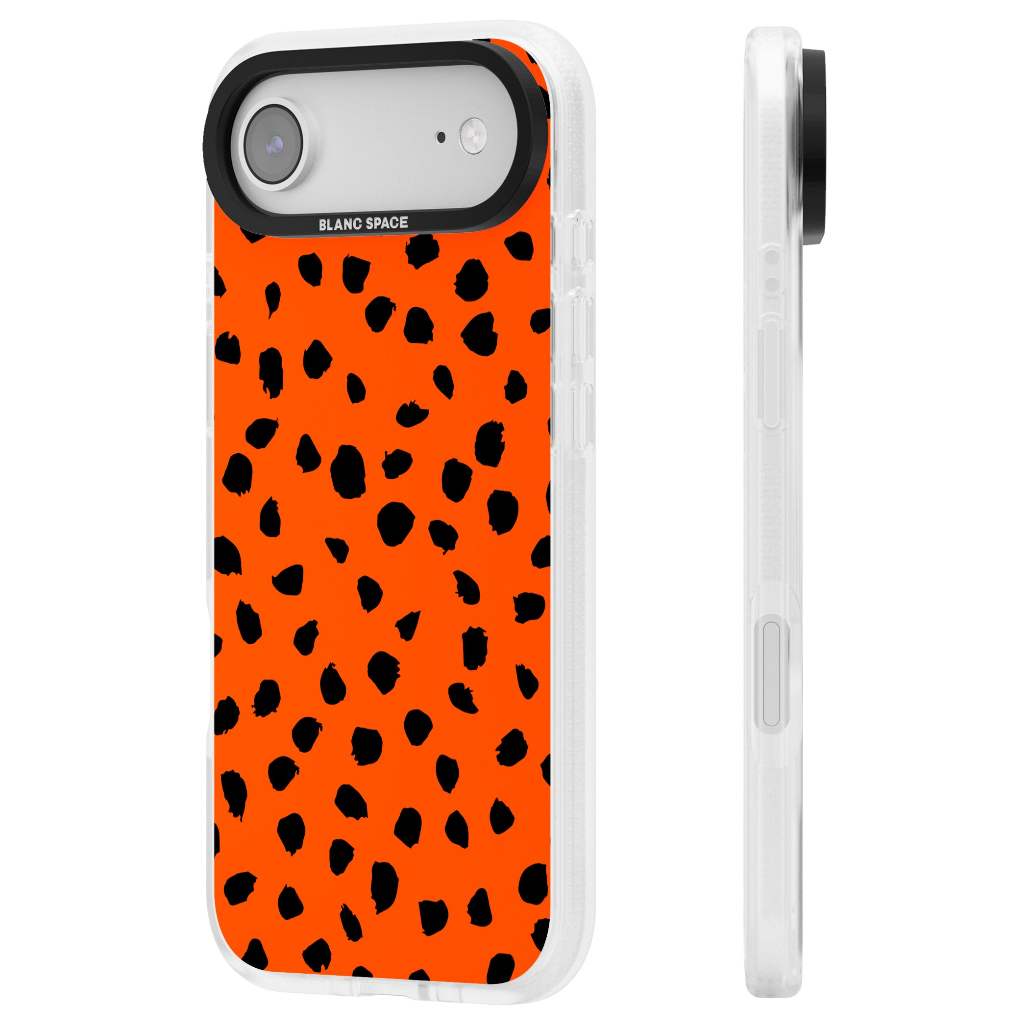 Bold Red Spot Print iPhone 17 Air Impact Air Clear Phone Case Side Profile