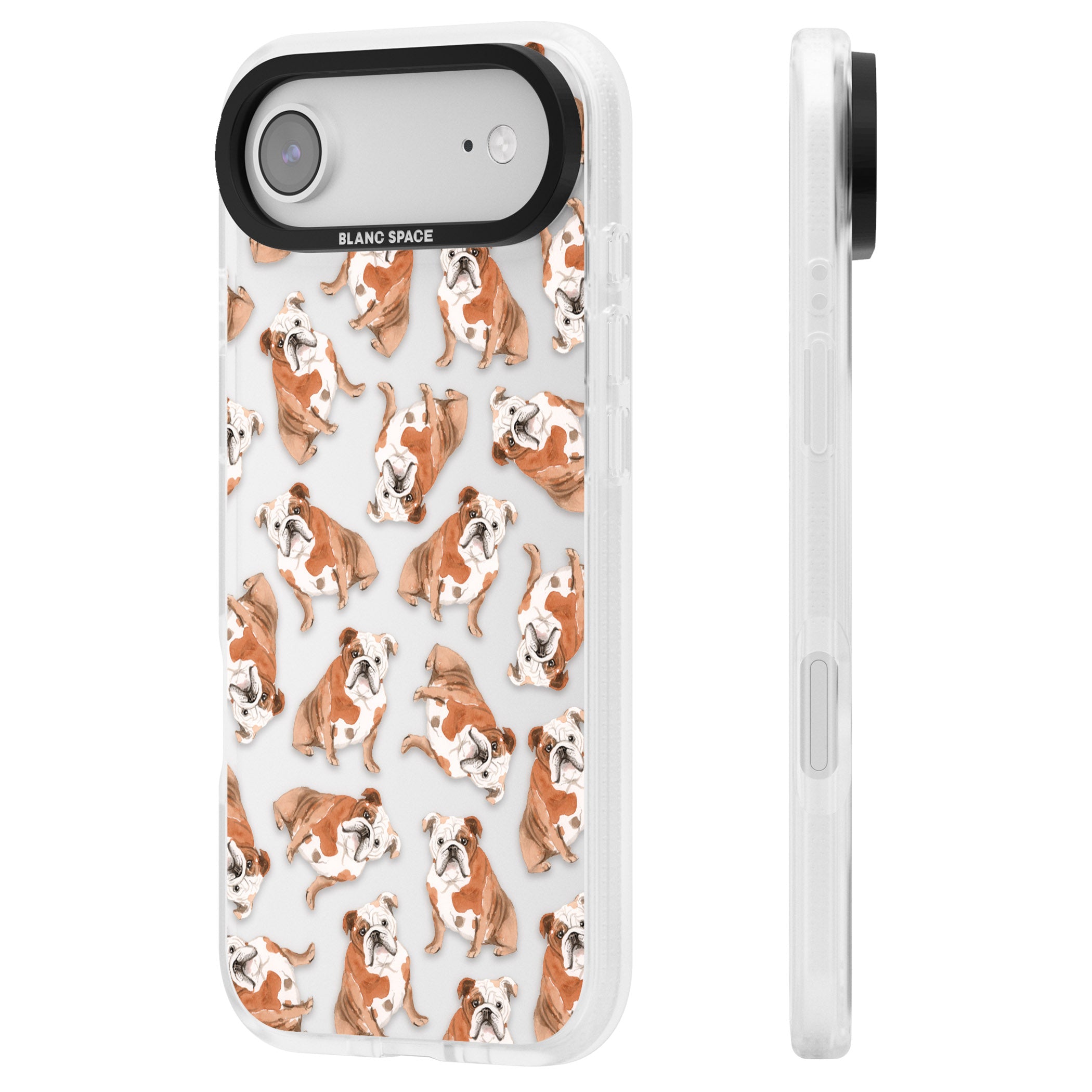 English Bulldog Watercolour Dog Pattern iPhone 17 Air Impact Air Clear Phone Case Side Profile
