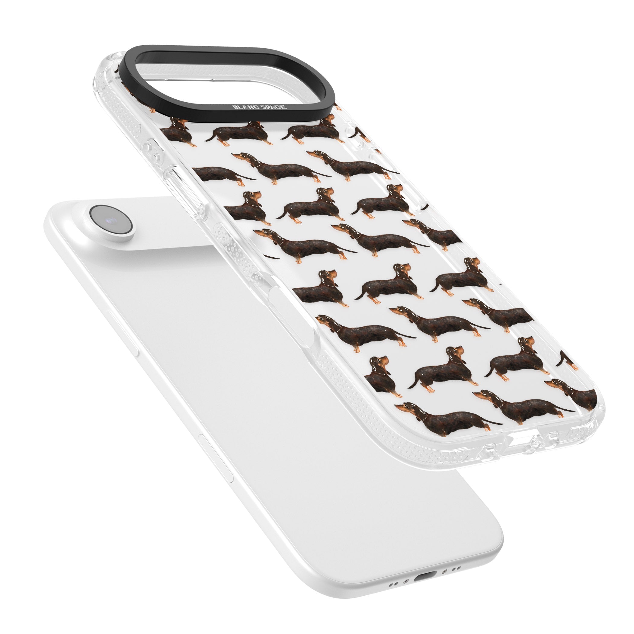 Dachshund Pattern Black Tan iPhone 17 Air Impact Air Clear Phone Case Colours