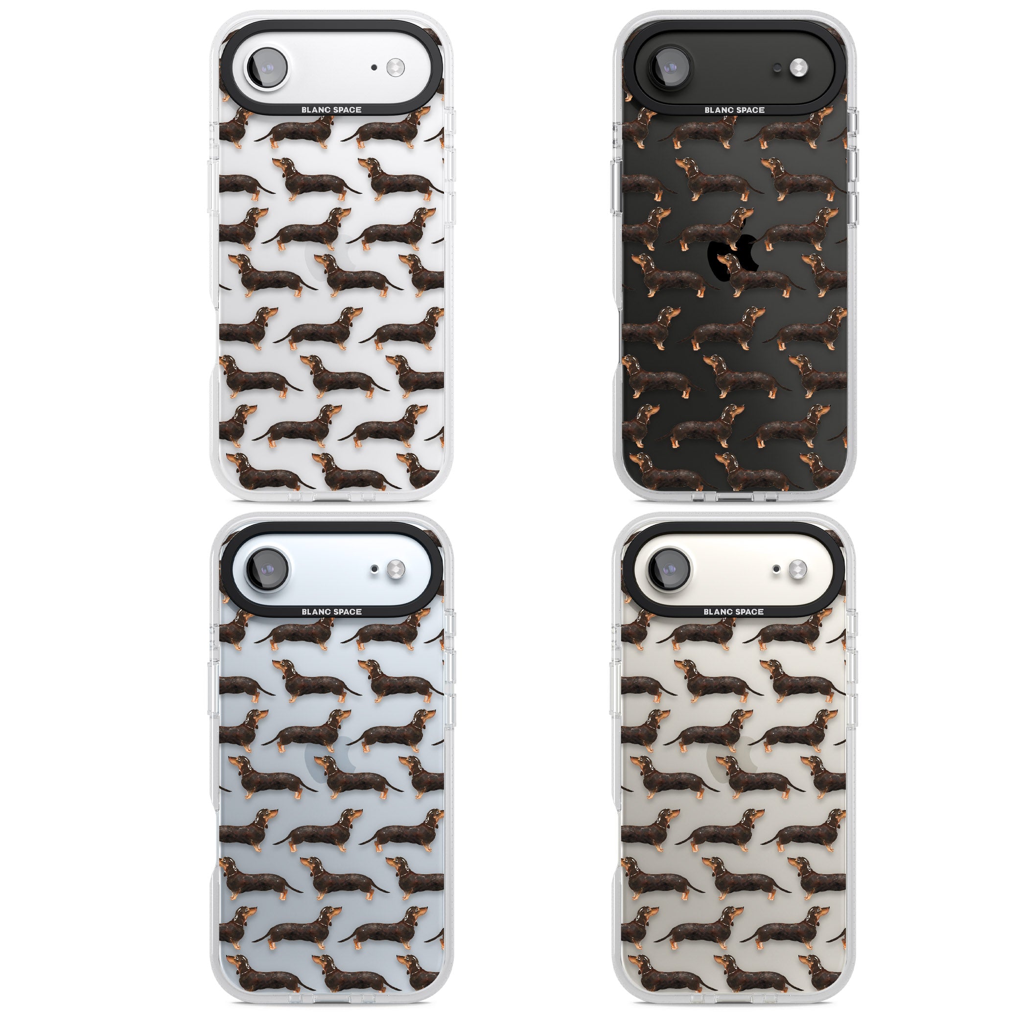 Dachshund Pattern Black Tan iPhone 17 Air Impact Air Clear Phone Case APT Impact Protection