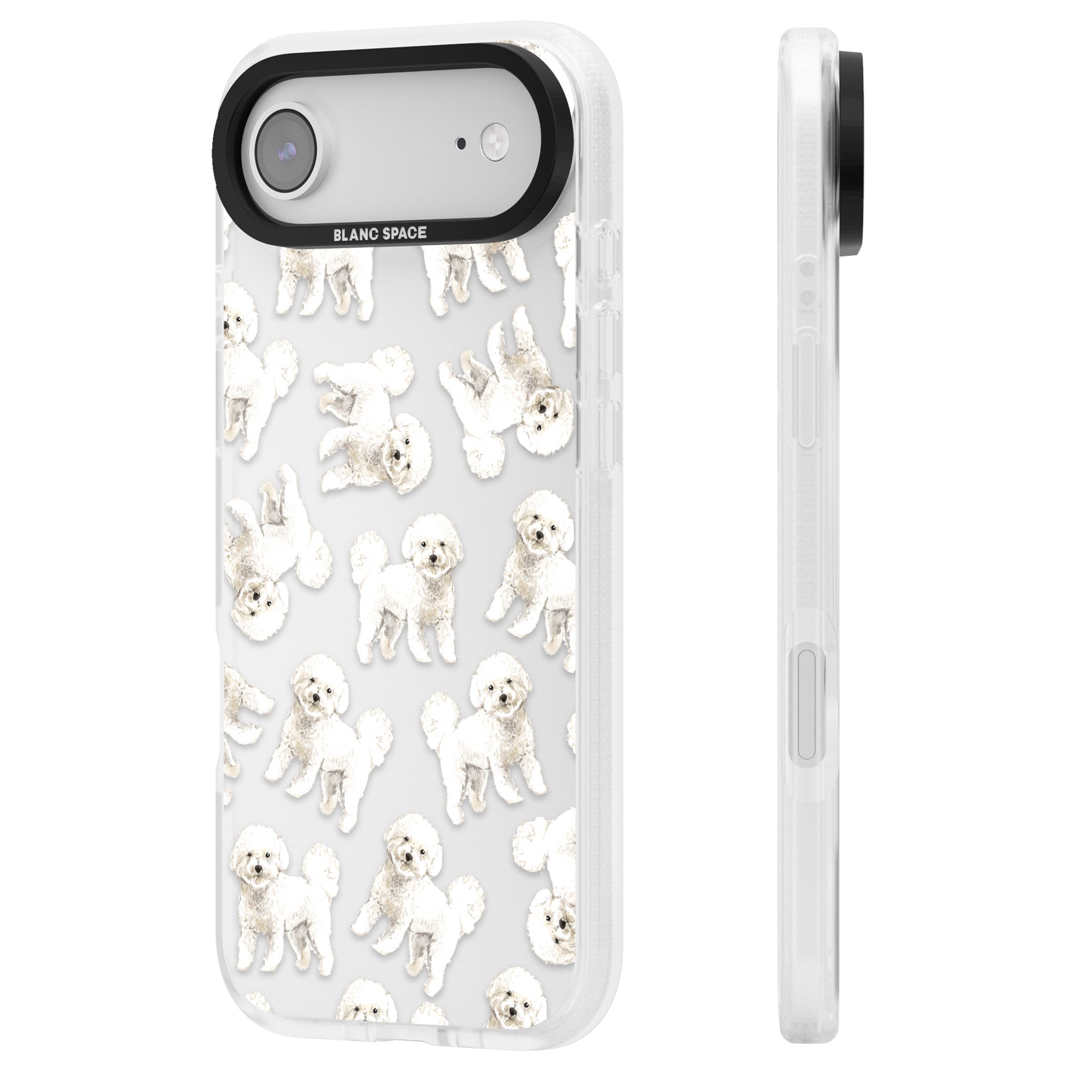 Bichon Frise Watercolor iPhone 17 Air Impact Air Clear Phone Case Side Profile