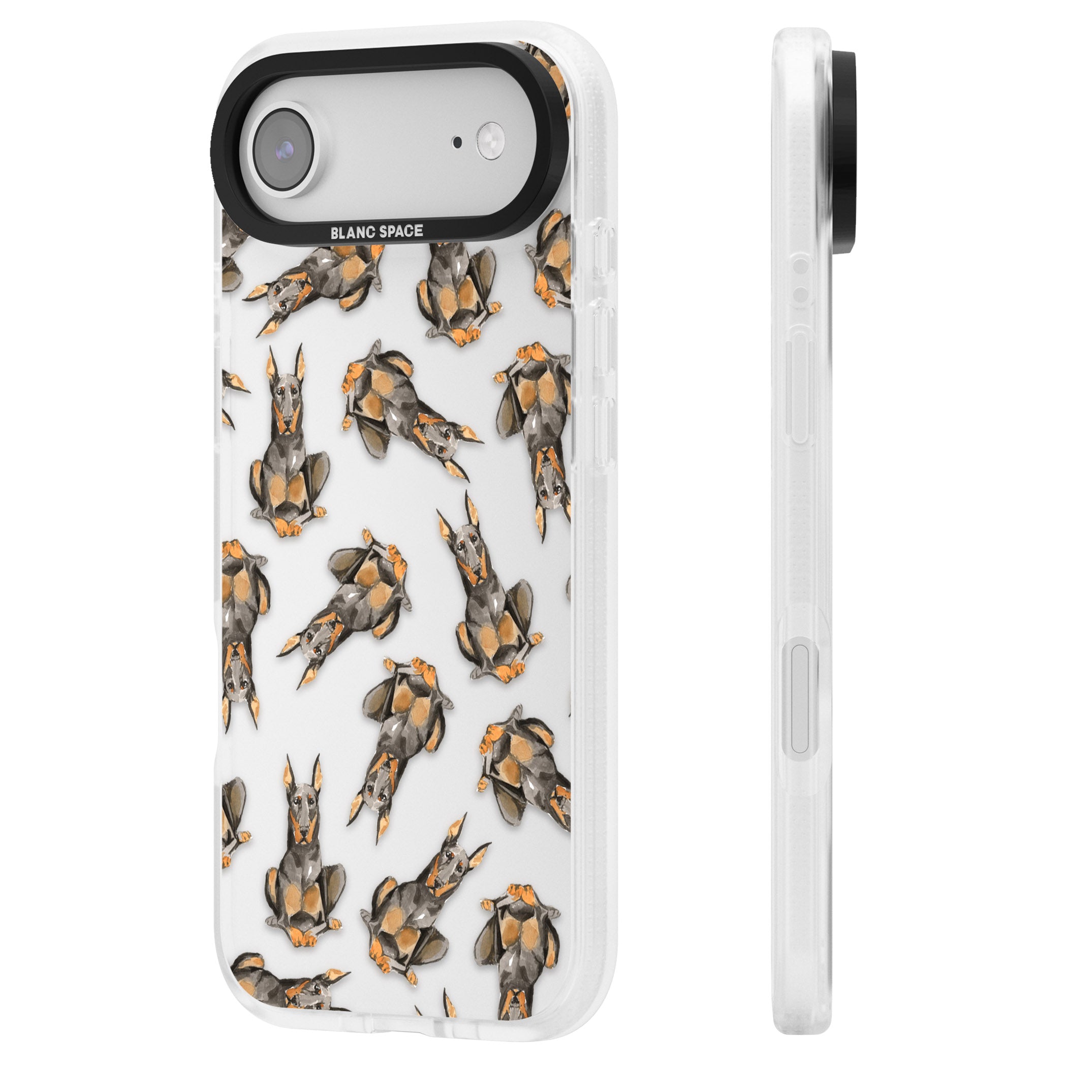 Doberman Watercolor Dog iPhone 17 Air Impact Air Clear Phone Case Side Profile