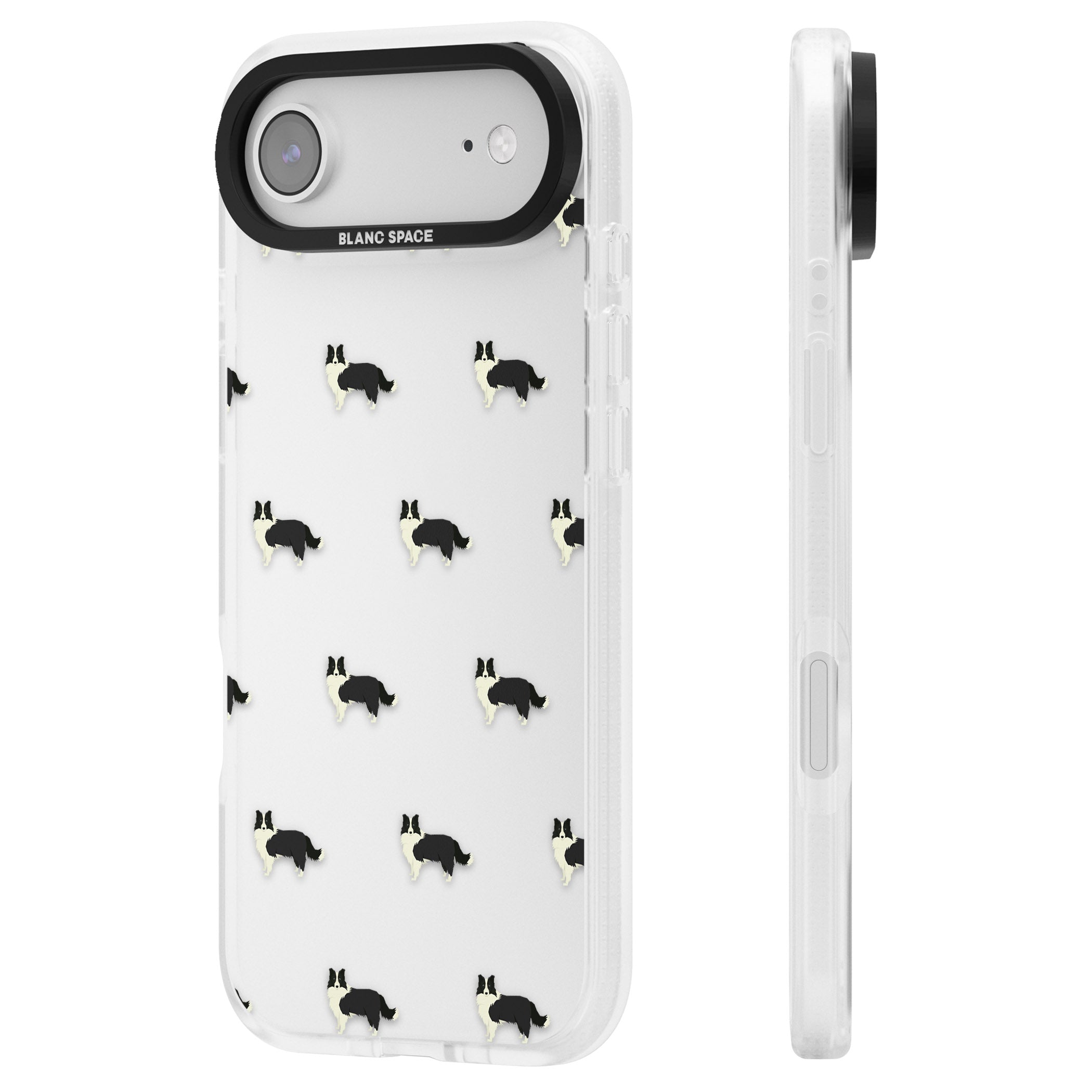 Border Collie Pattern Clear iPhone 17 Air Impact Air Clear Phone Case Side Profile