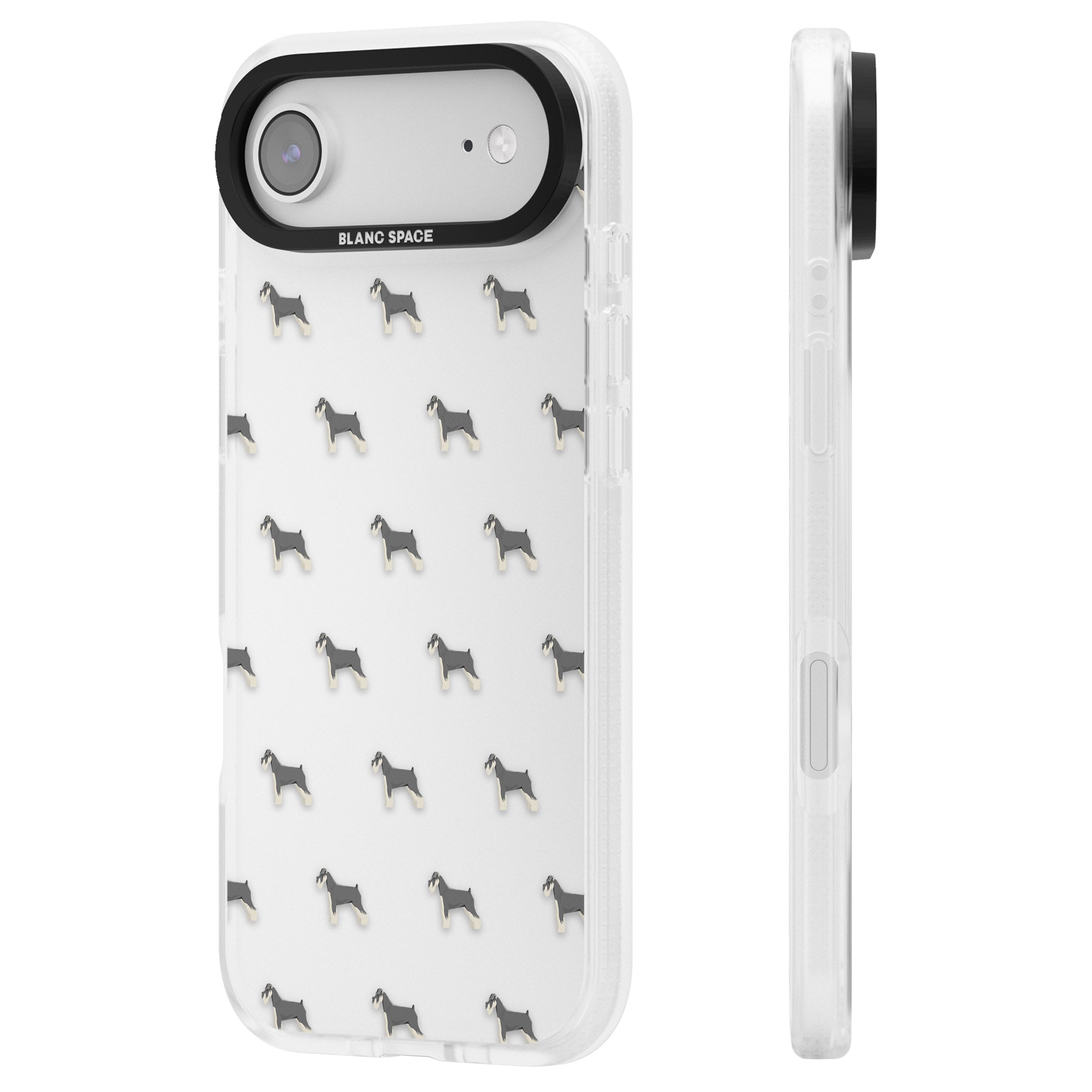 Schnauzer Dog Pattern iPhone 17 Air Impact Air Clear Phone Case Side Profile