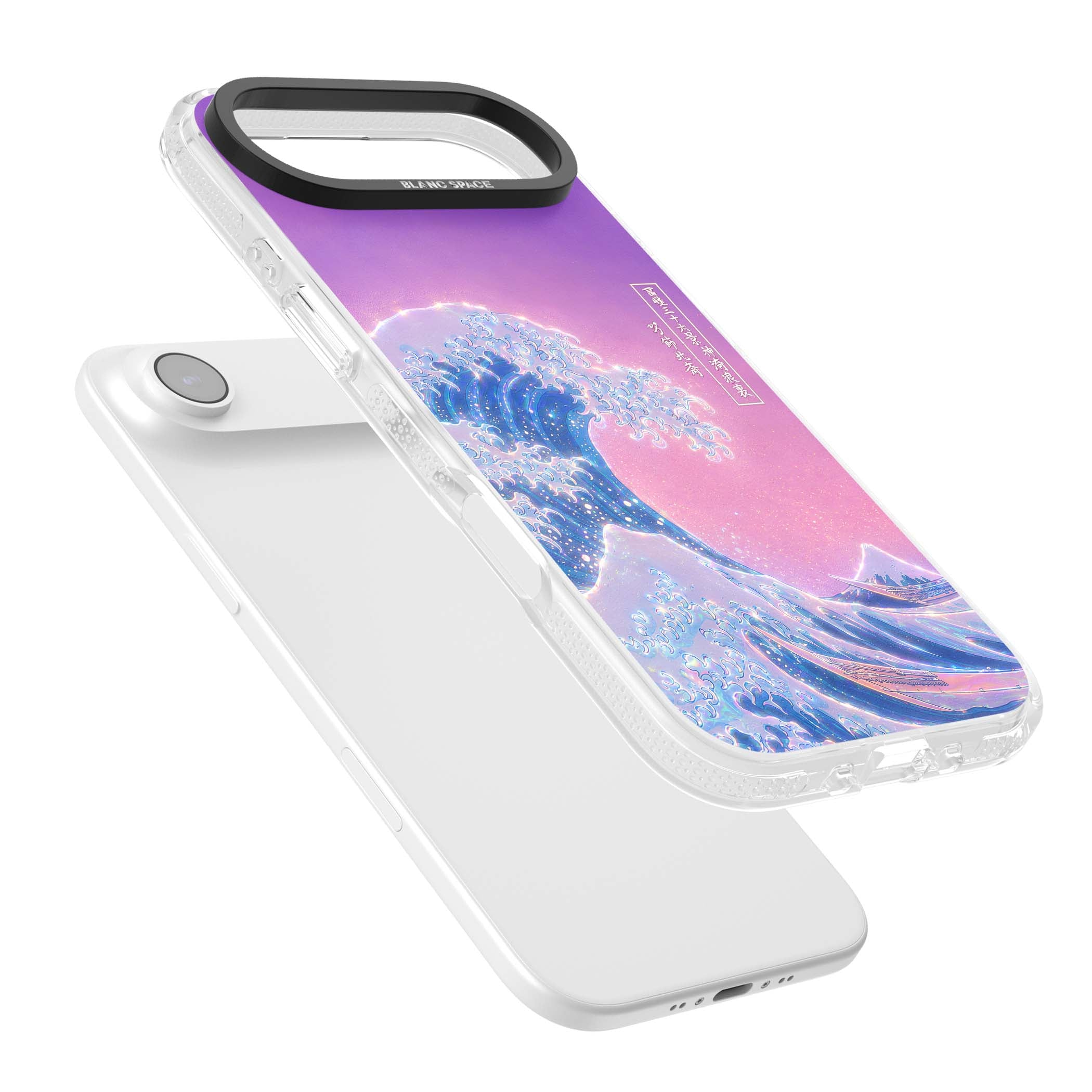 The Great Opal Wave Japanese iPhone case featuring Hokusai's great wave in iridescent pastels with lilac sky and Mou | Clear Case Impact Air case for iPhone Air