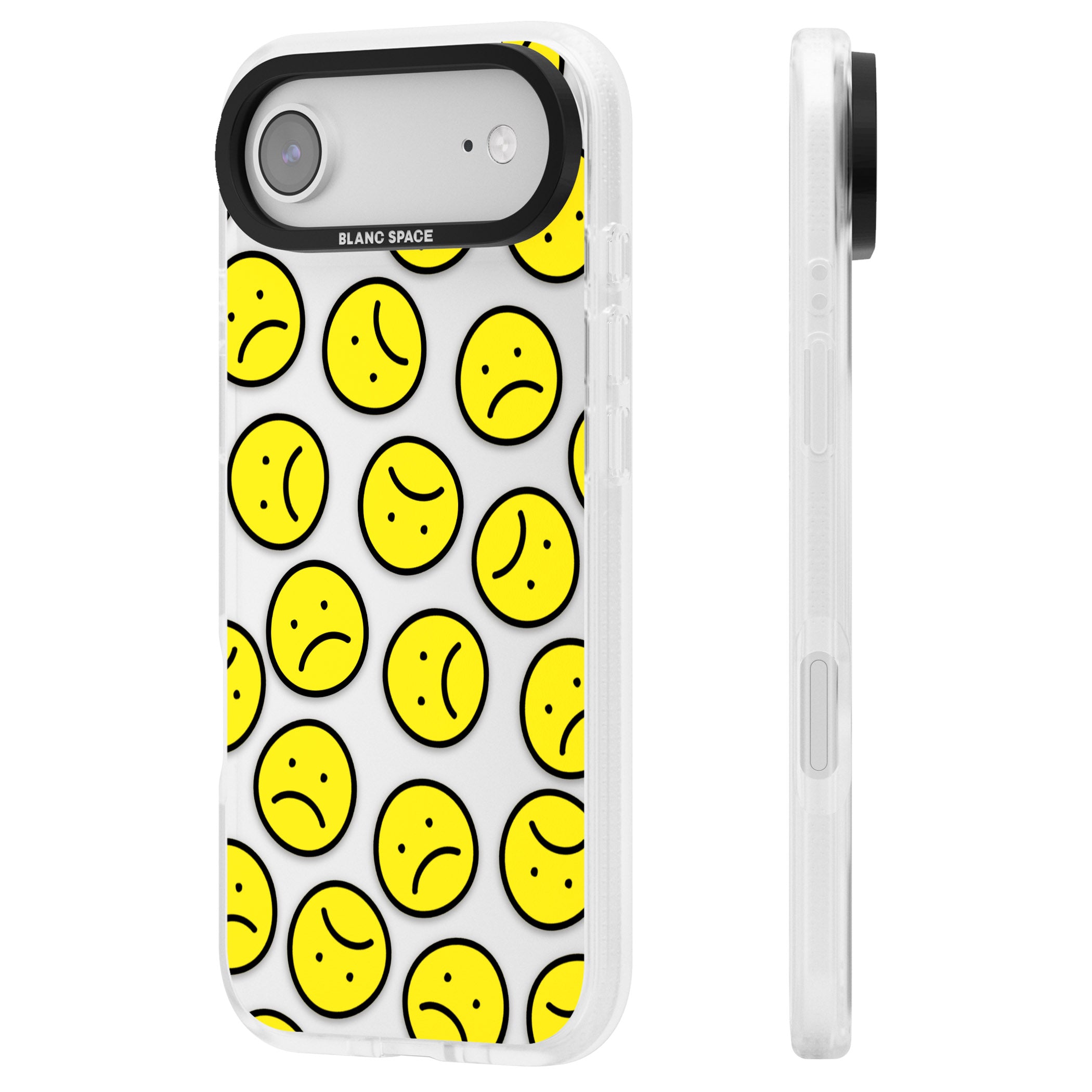 Sad Face Clear Pattern iPhone 17 Air Impact Air Clear Phone Case Side Profile