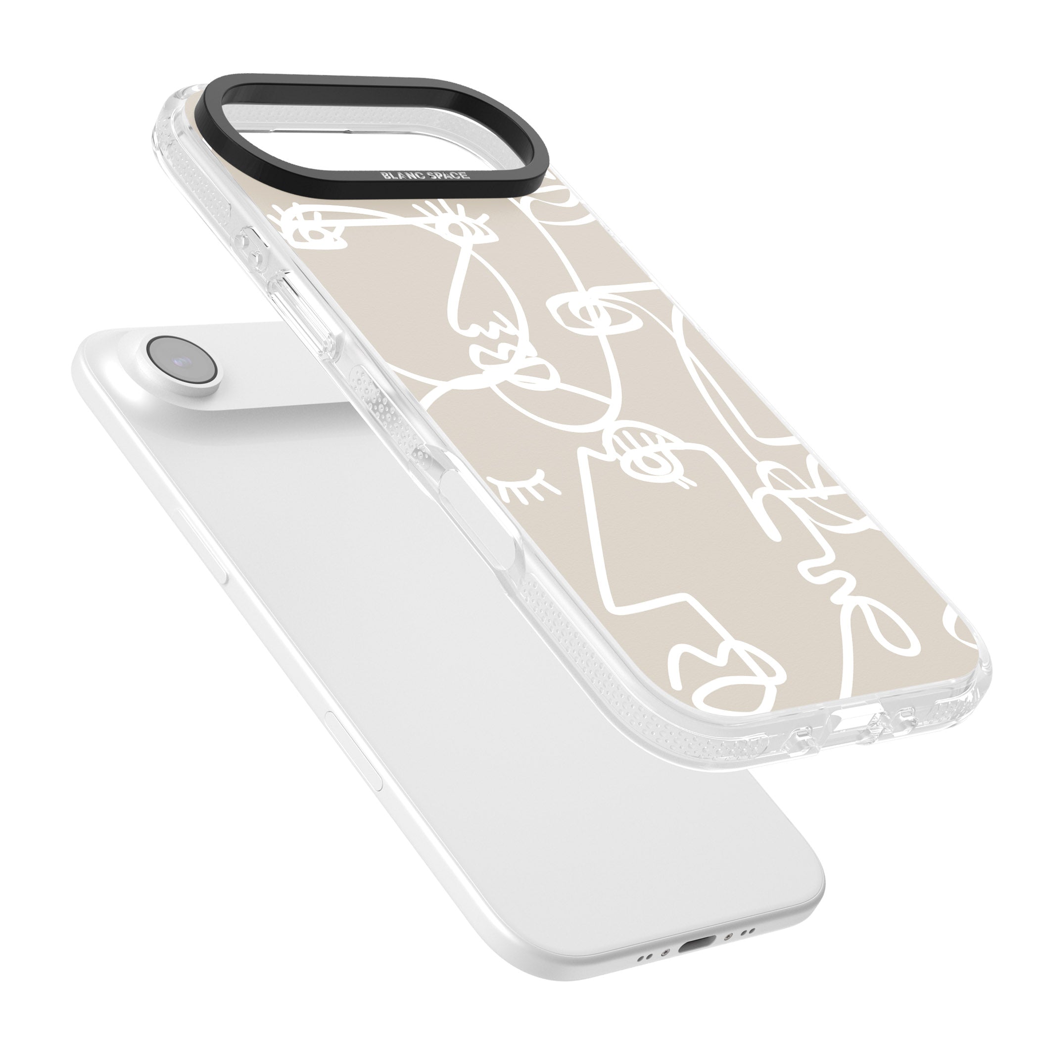 Abstract Line Art White Beige iPhone 17 Air Impact Air Clear Phone Case Colours