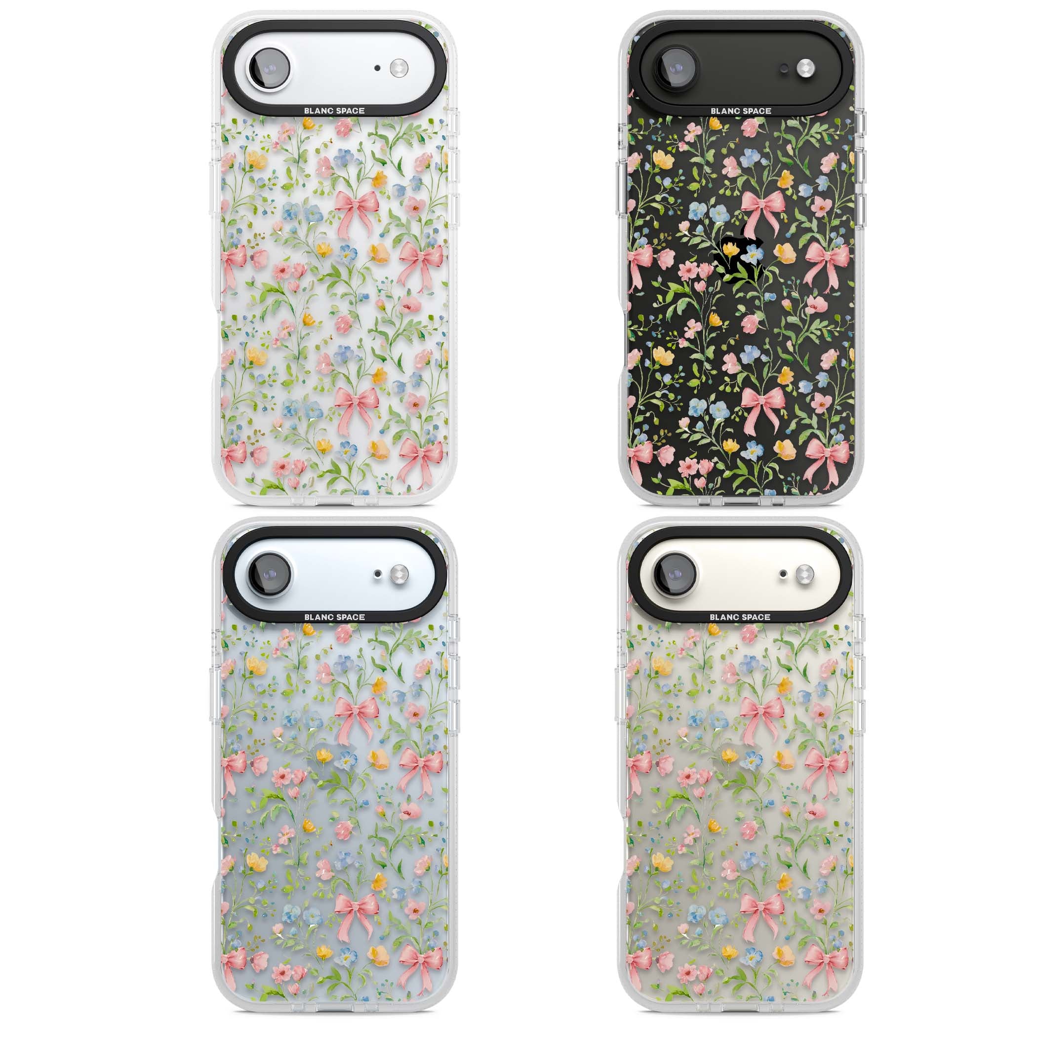 Ribbons & Wildflowers cottagecore iPhone case featuring watercolor wildflowers, pink satin bows, and delicate spring blooms o | Clear Case Impact Air case for iPhone Air