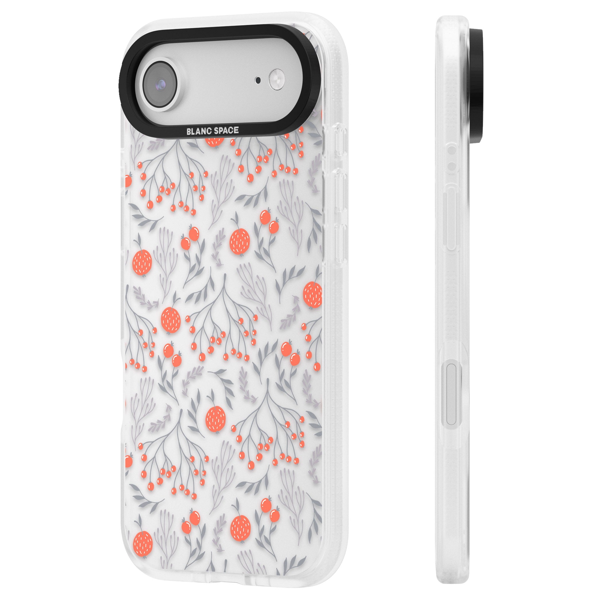 Red Fruits Floral iPhone 17 Air Impact Air Clear Phone Case Side Profile