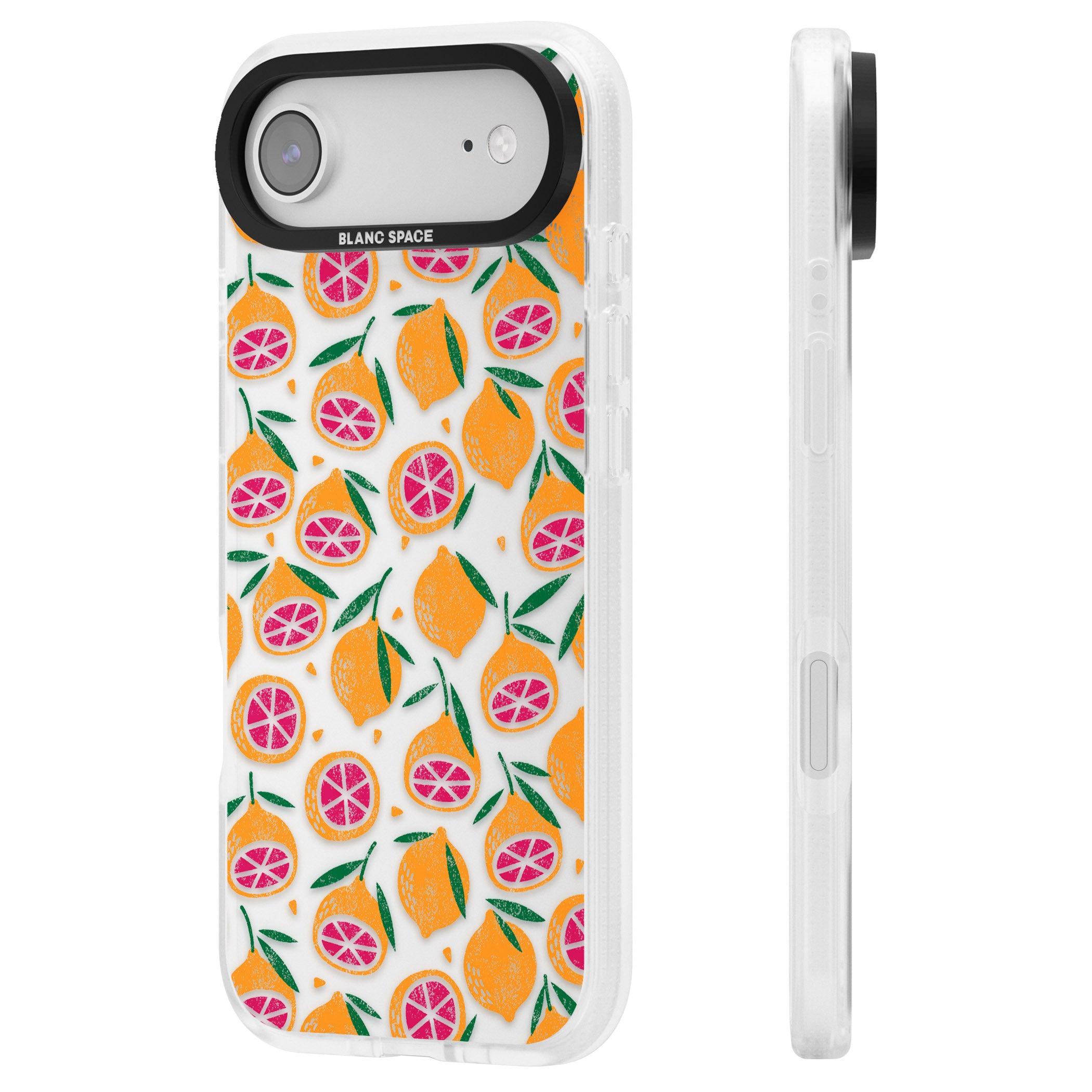Blood Orange Fruit Pattern Transparent iPhone 17 Air Impact Air Clear Phone Case Side Profile
