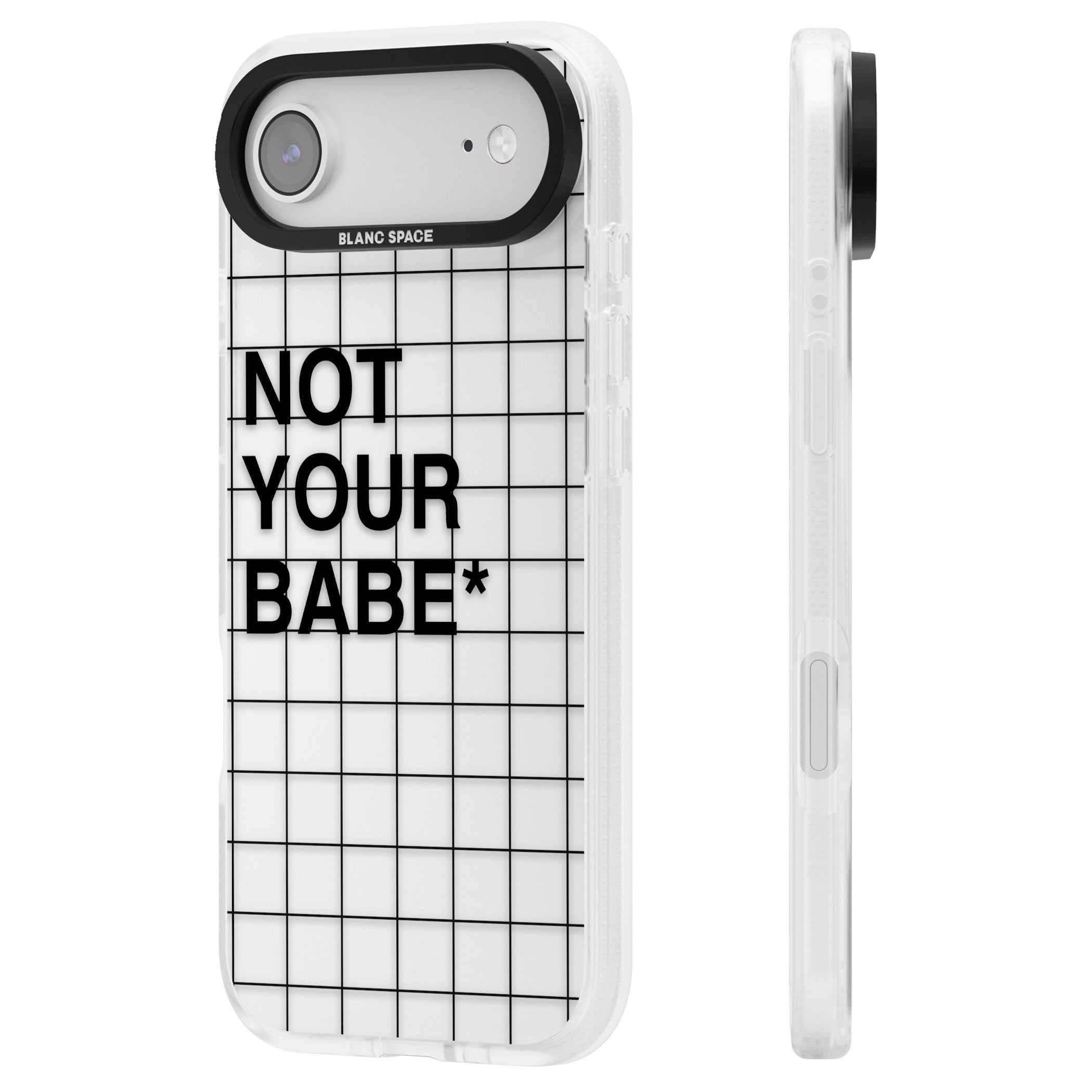Not Your Babe iPhone 17 Air Impact Air Clear Phone Case Side Profile