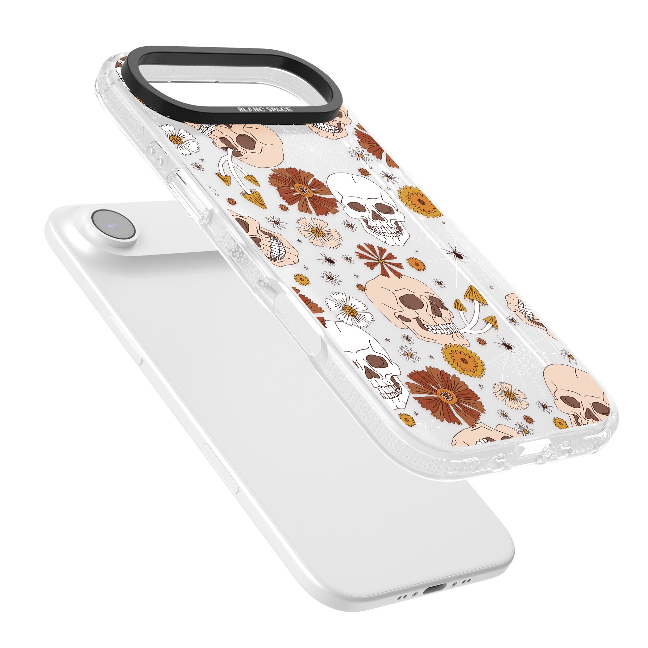 Halloween Skulls And Flowers iPhone 17 Air Impact Air Clear Phone Case Colours