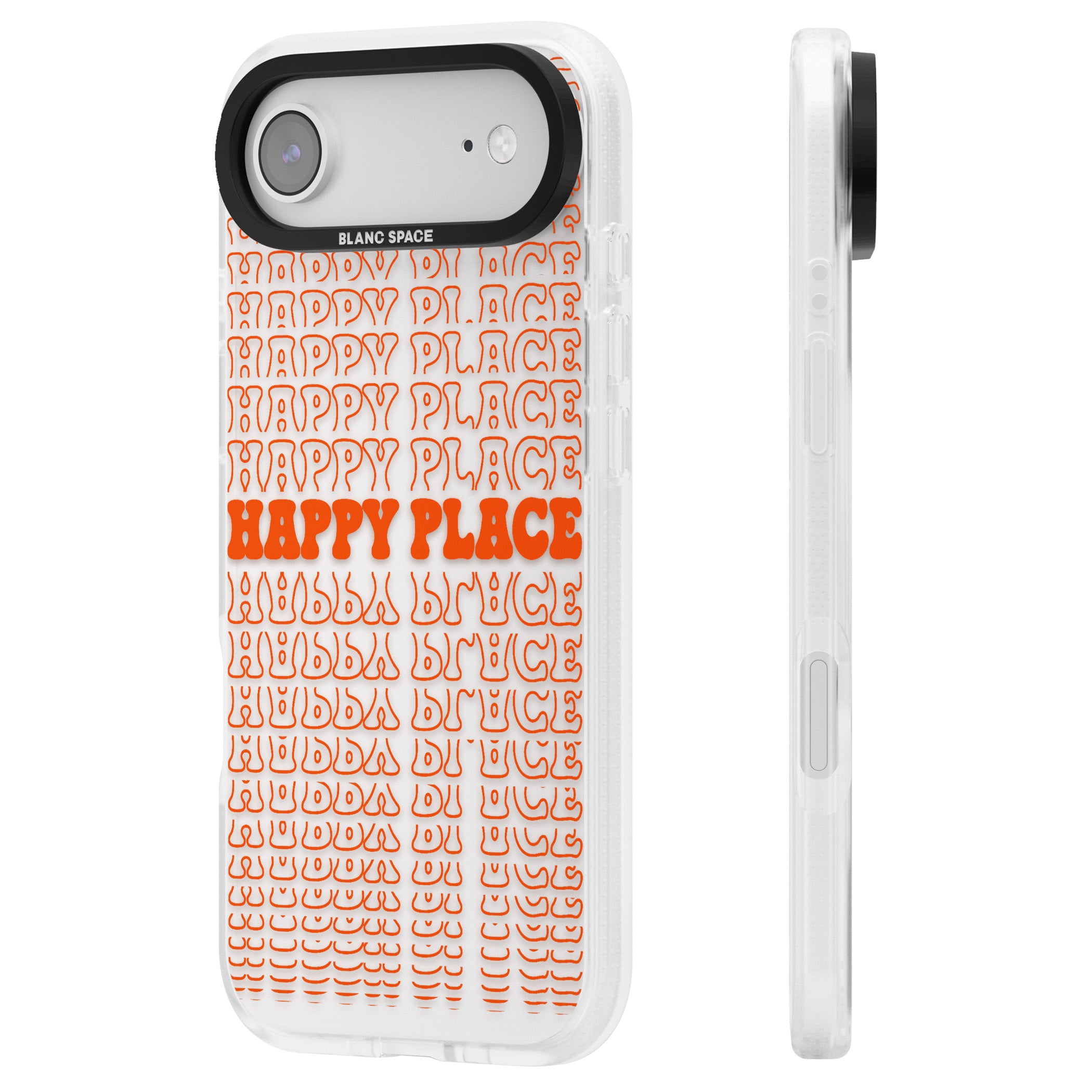 Happy Place (Orange) iPhone 17 Air Impact Air Clear Phone Case Side Profile