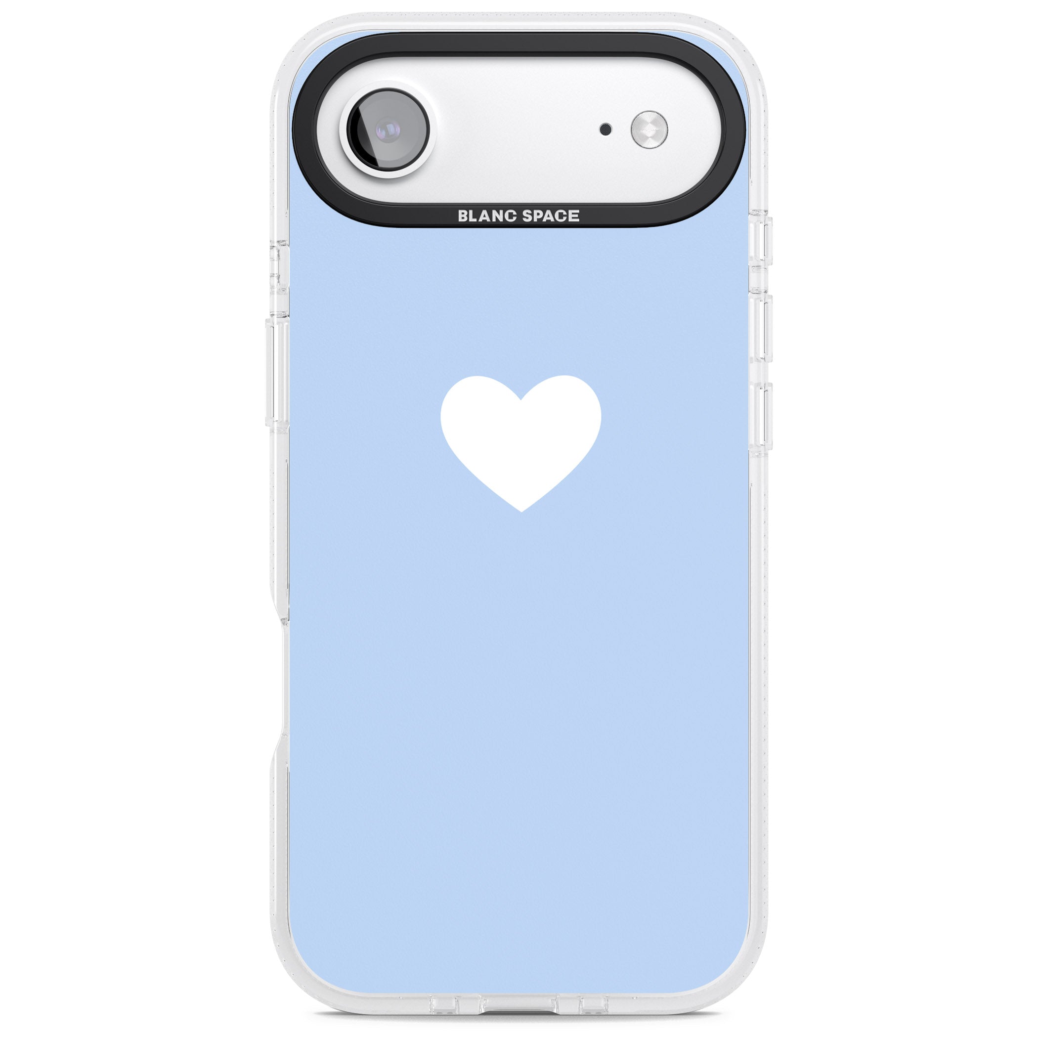 Single Heart Design: White & Baby Blue iPhone 17 Air Impact Air Clear Phone Case