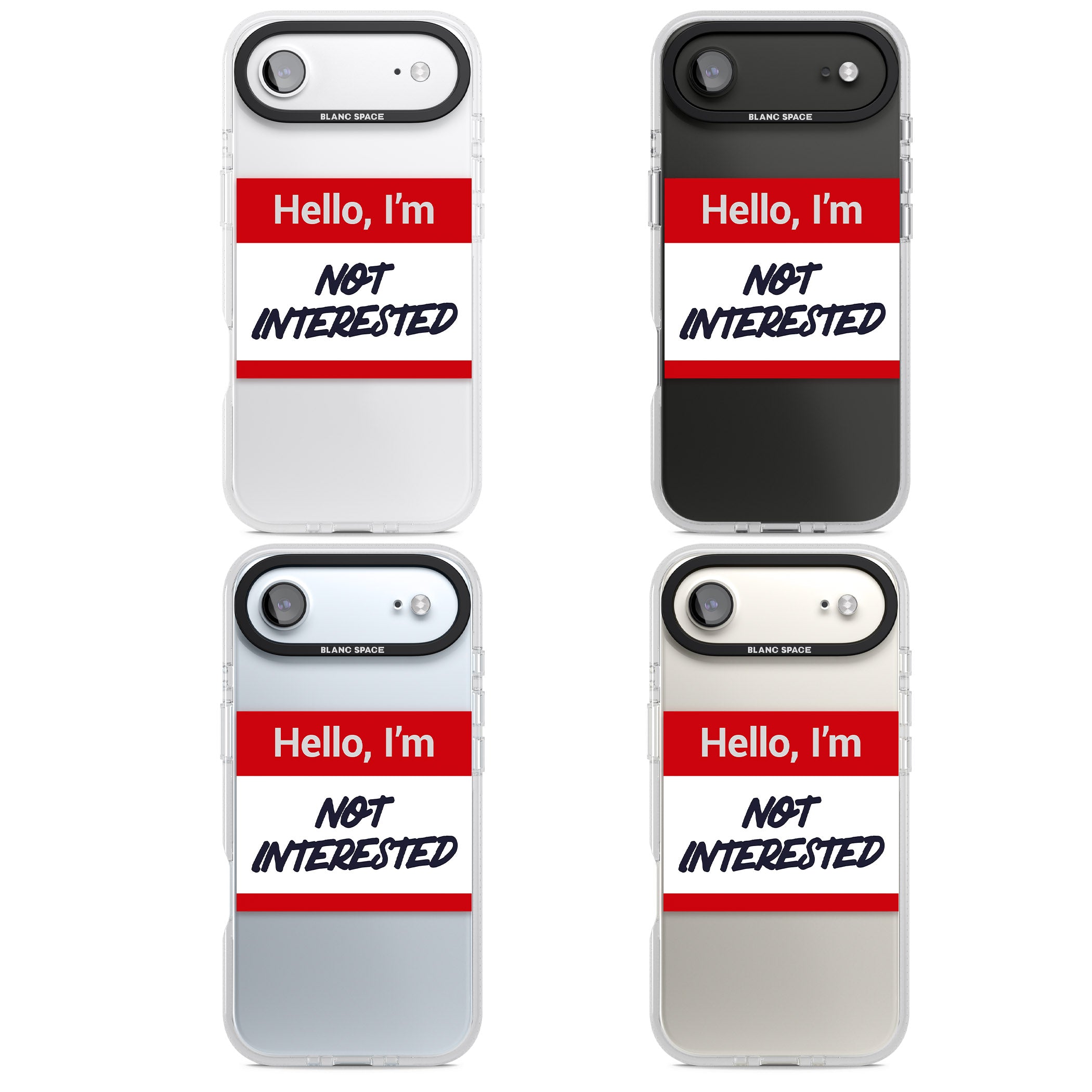 Funny Hello Name Tag Not Interested iPhone 17 Air Impact Air Clear Phone Case APT Impact Protection