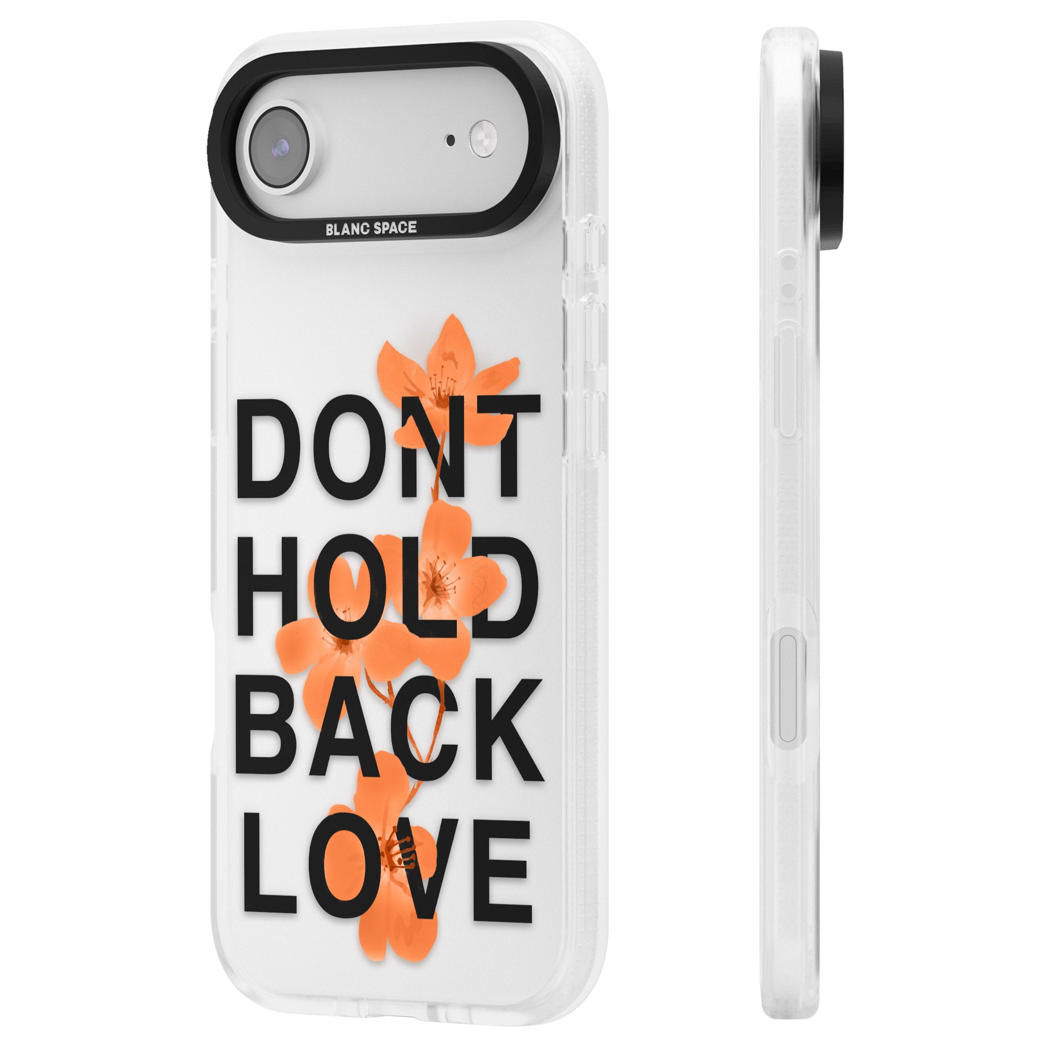 Don'T Hold Back Love Orange & Black iPhone 17 Air Impact Air Clear Phone Case Side Profile