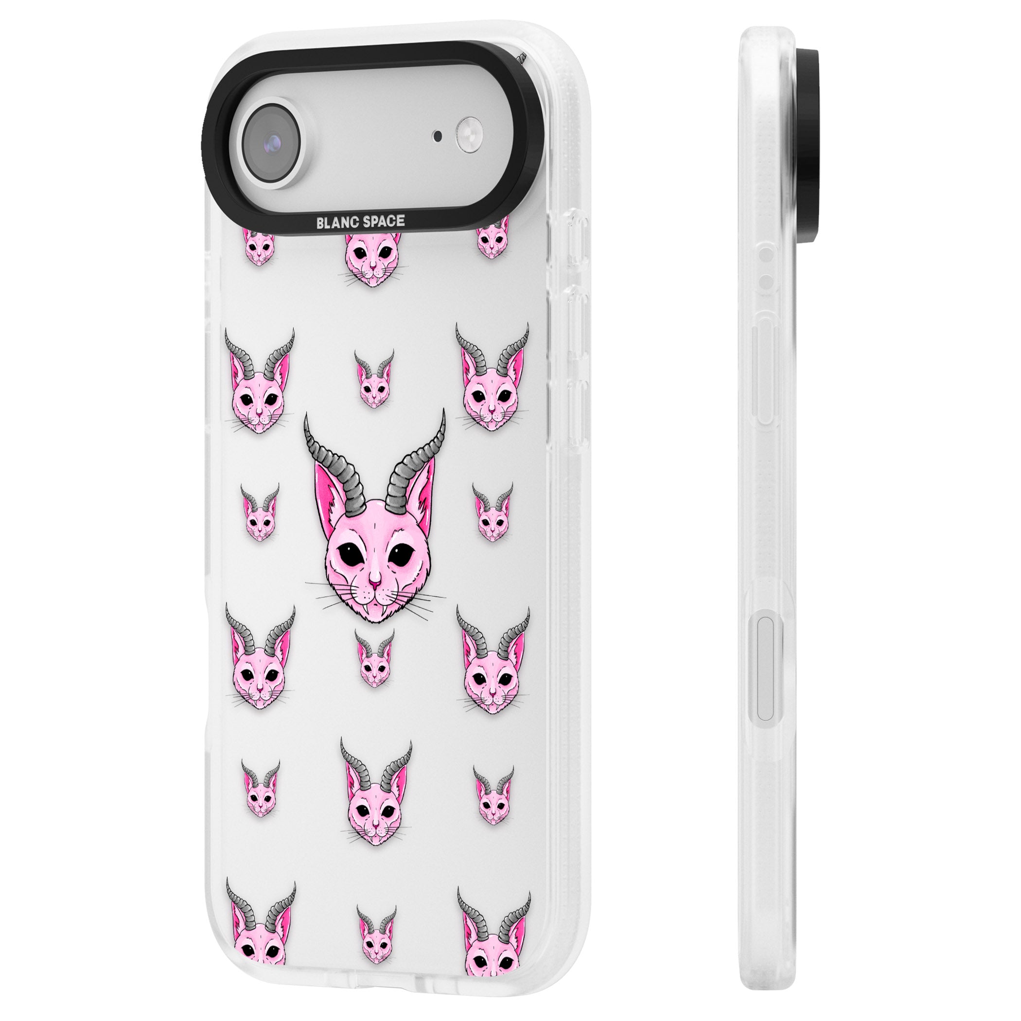 Demon Cat Pattern iPhone 17 Air Impact Air Clear Phone Case Side Profile