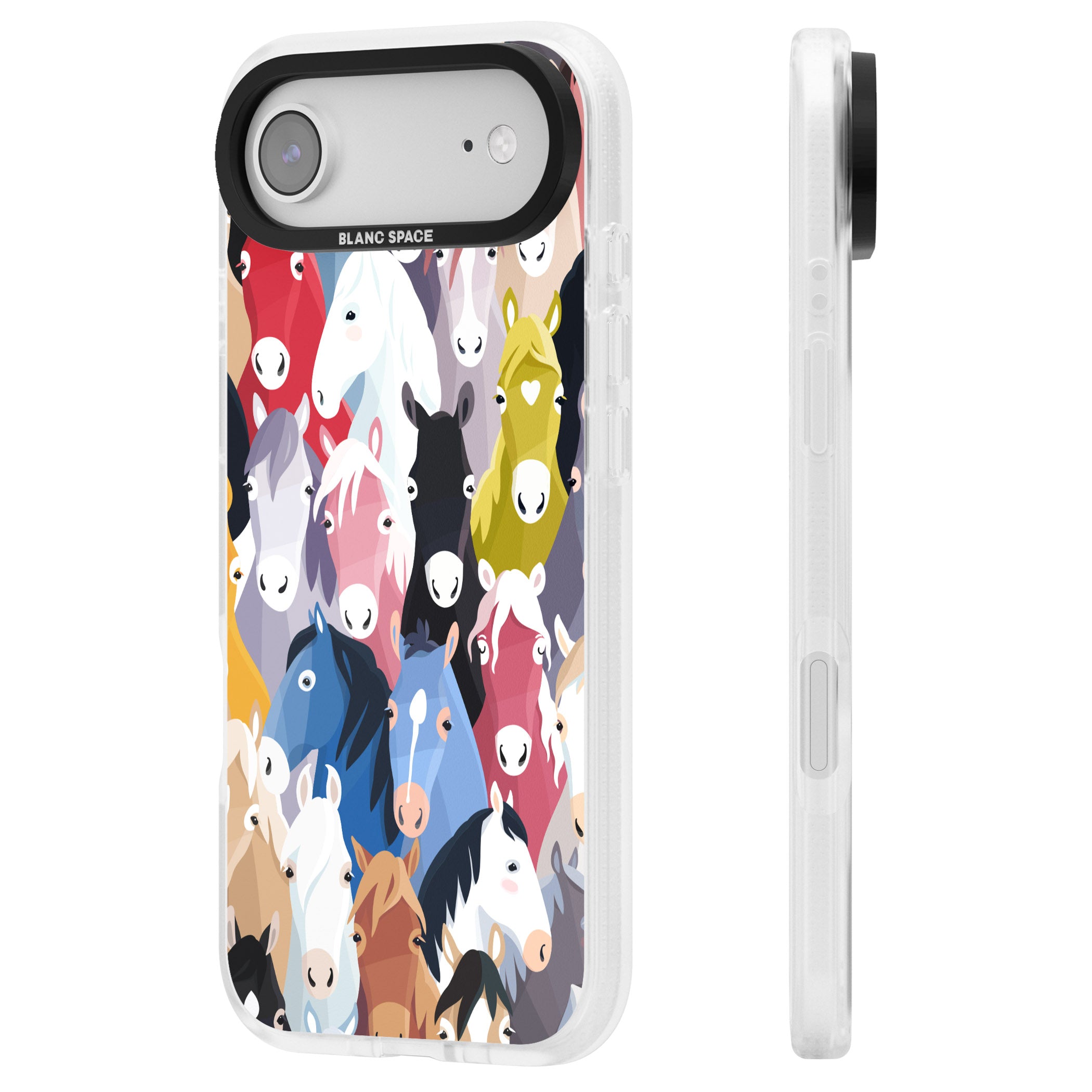 Colourful Horse Pattern iPhone 17 Air Impact Air Clear Phone Case Side Profile