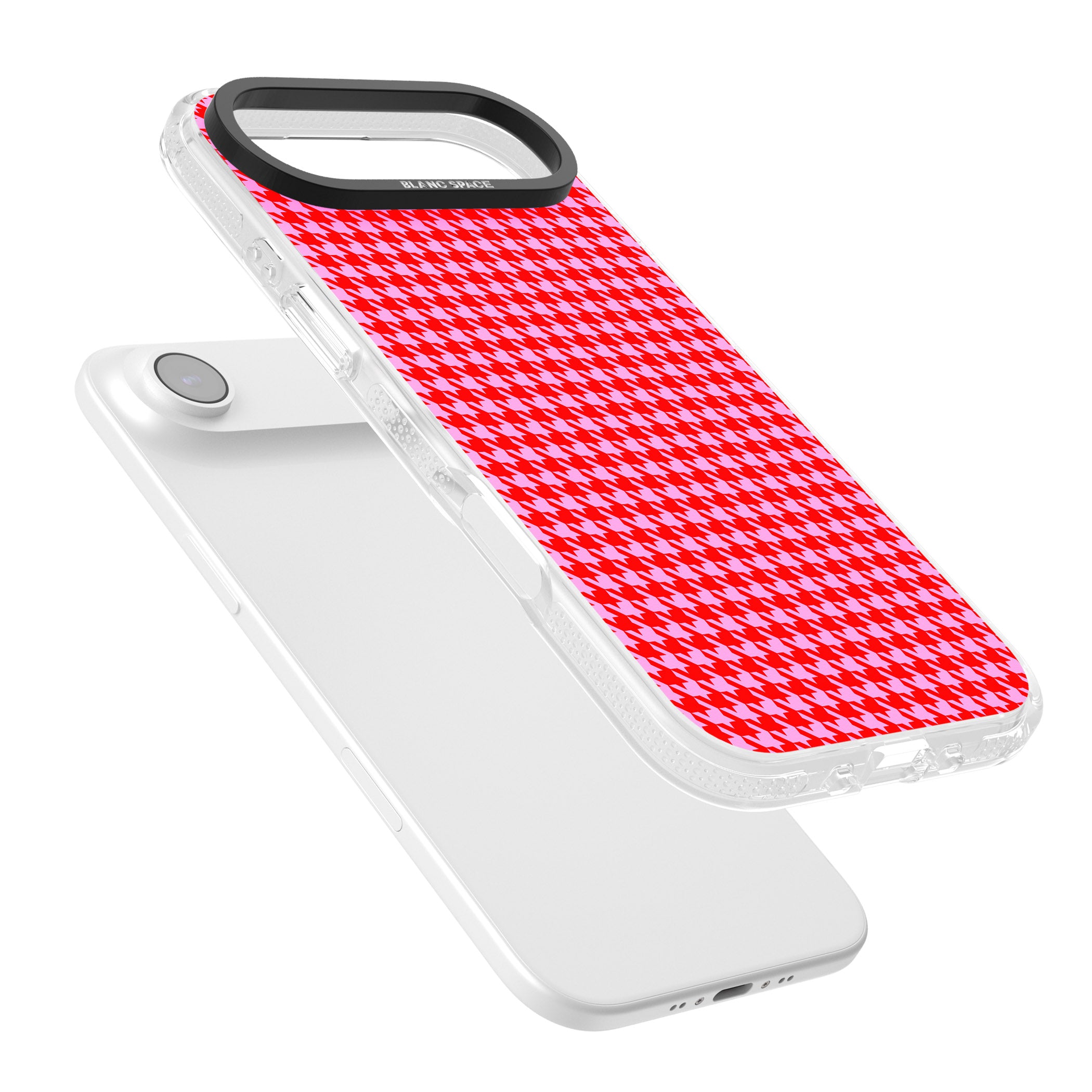 Neon Pink & Red Houndstooth iPhone 17 Air Impact Air Clear Phone Case Colours