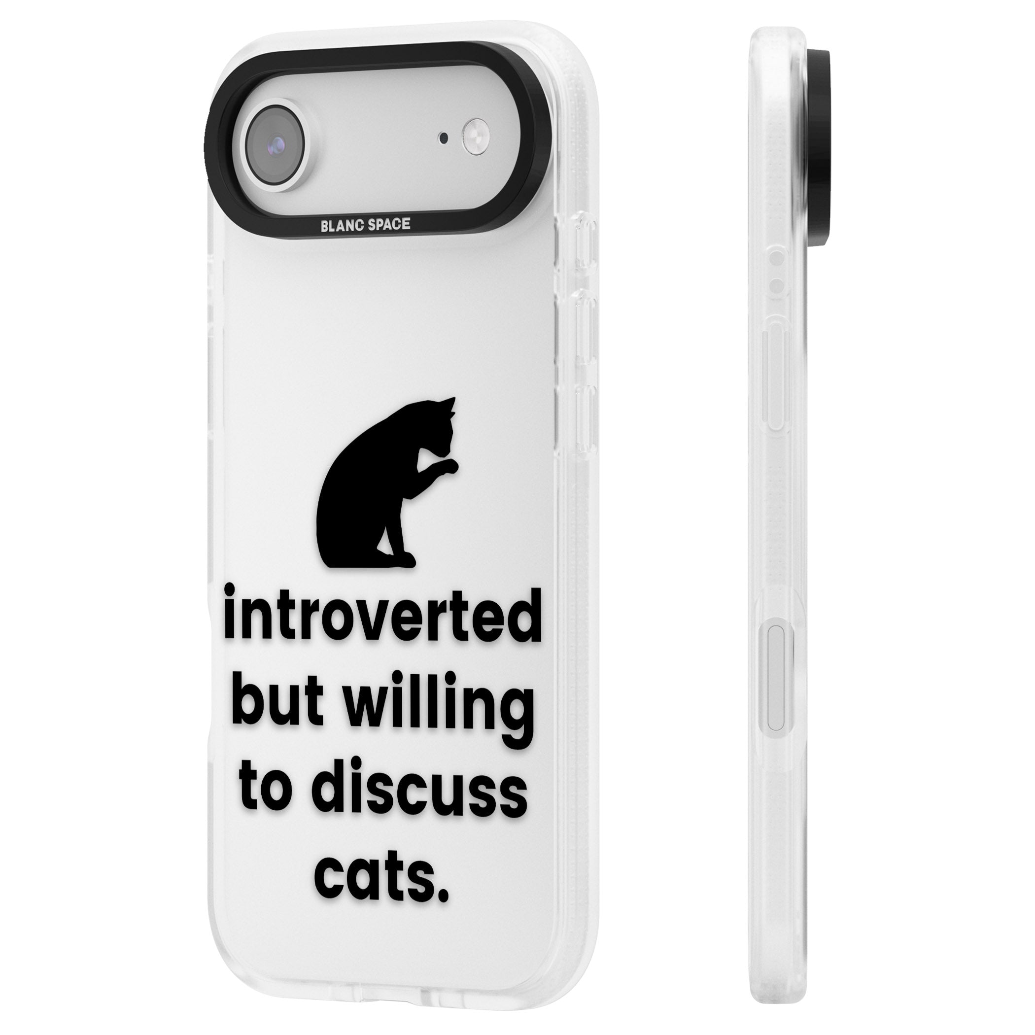 Introverted But Willing To Discuss Cats iPhone 17 Air Impact Air Clear Phone Case Side Profile