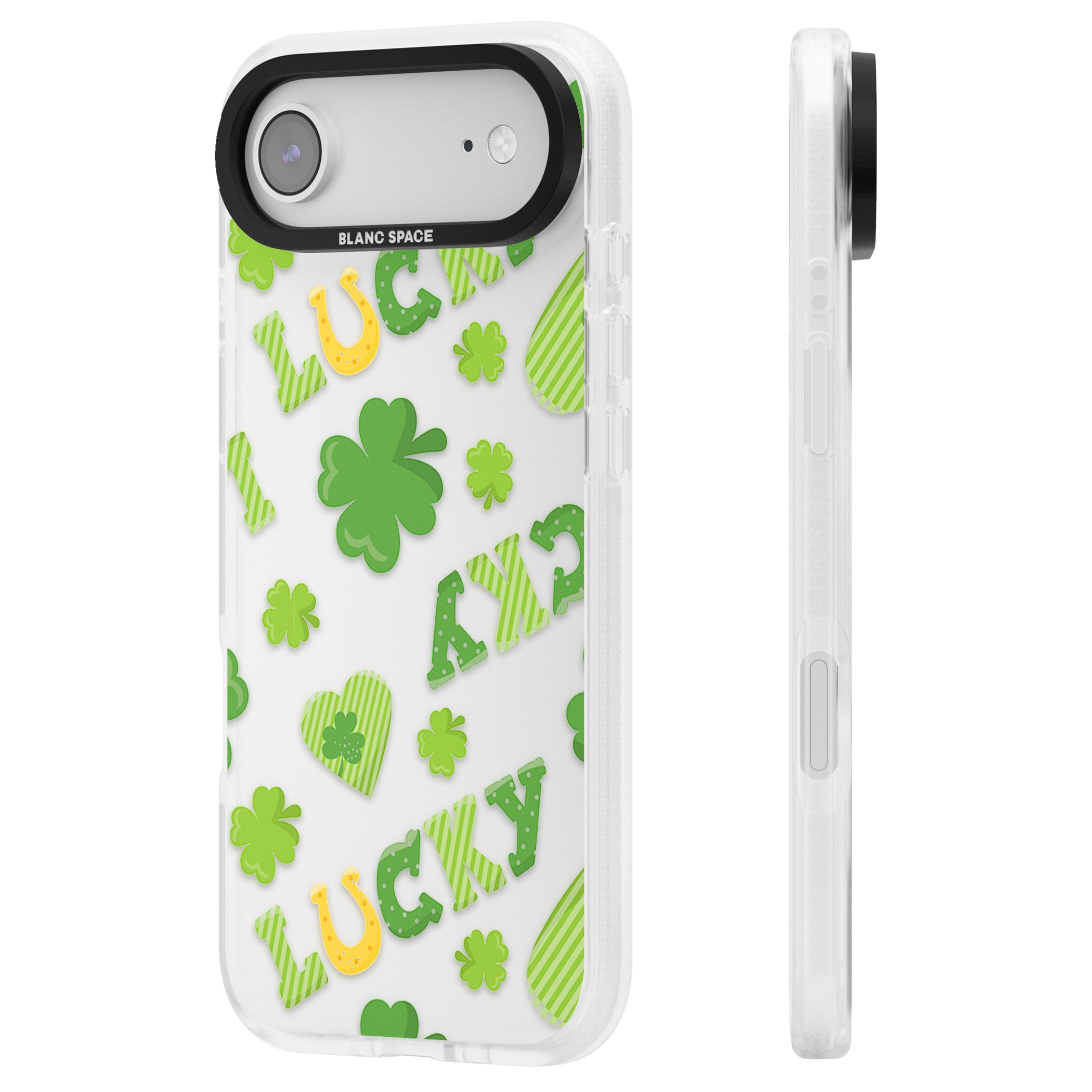 Lucky Irish Clover iPhone 17 Air Impact Air Clear Phone Case Side Profile