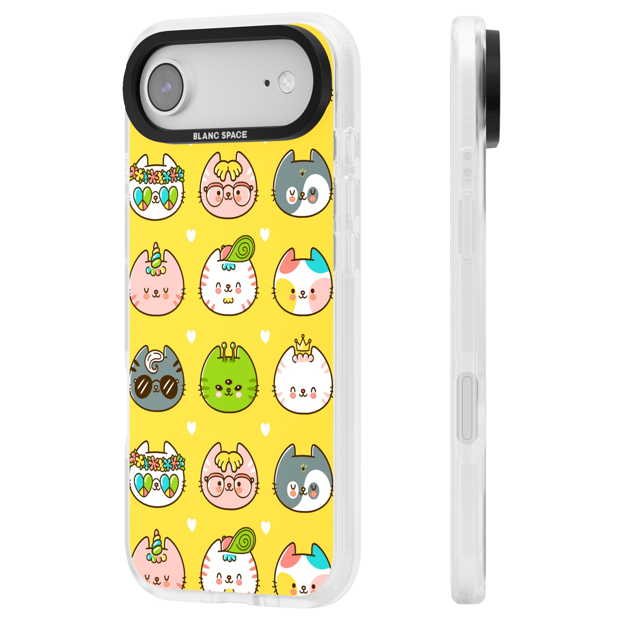 Mythical Cats Kawaii Pattern iPhone 17 Air Impact Air Clear Phone Case Side Profile