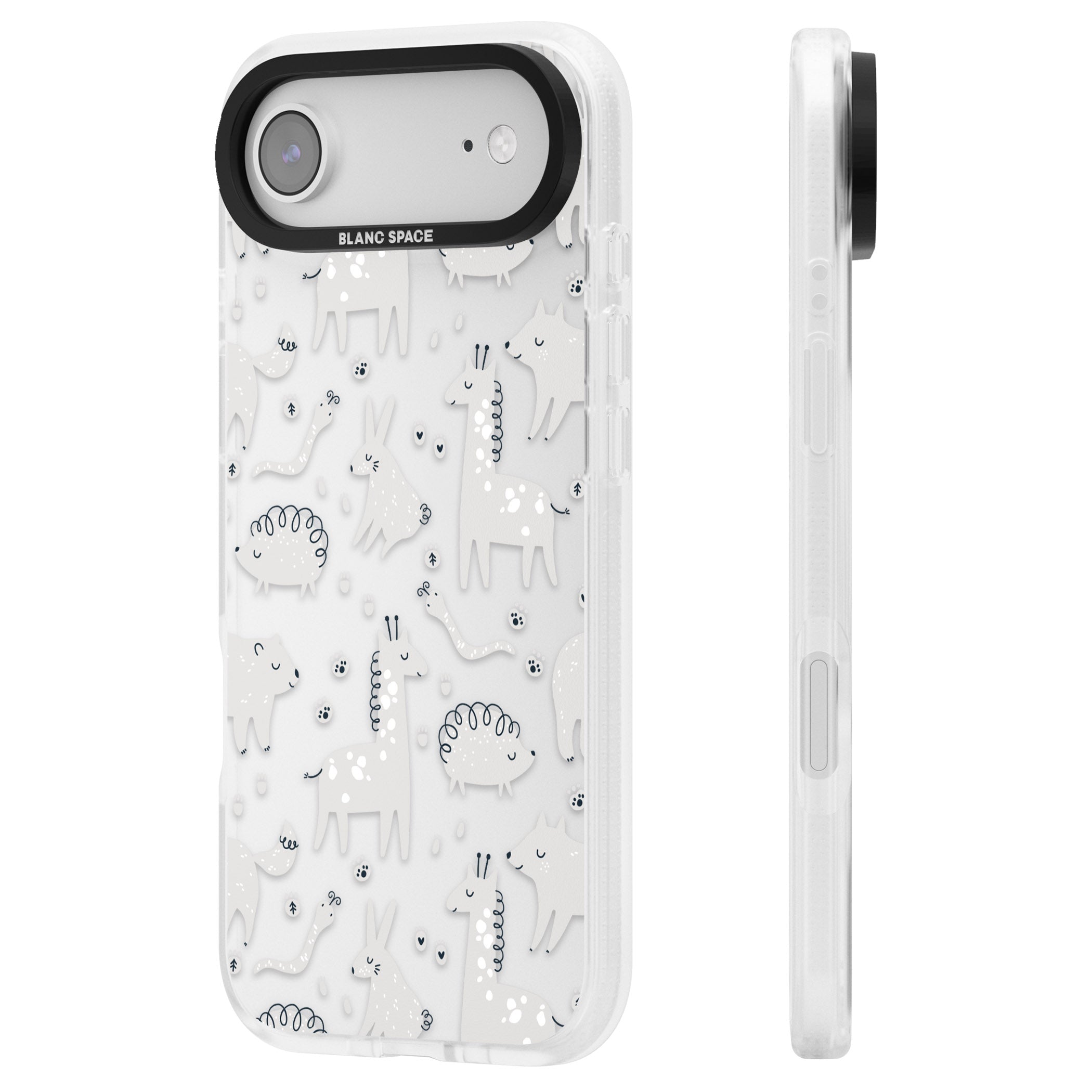 Monochrome Animal Party iPhone 17 Air Impact Air Clear Phone Case Side Profile