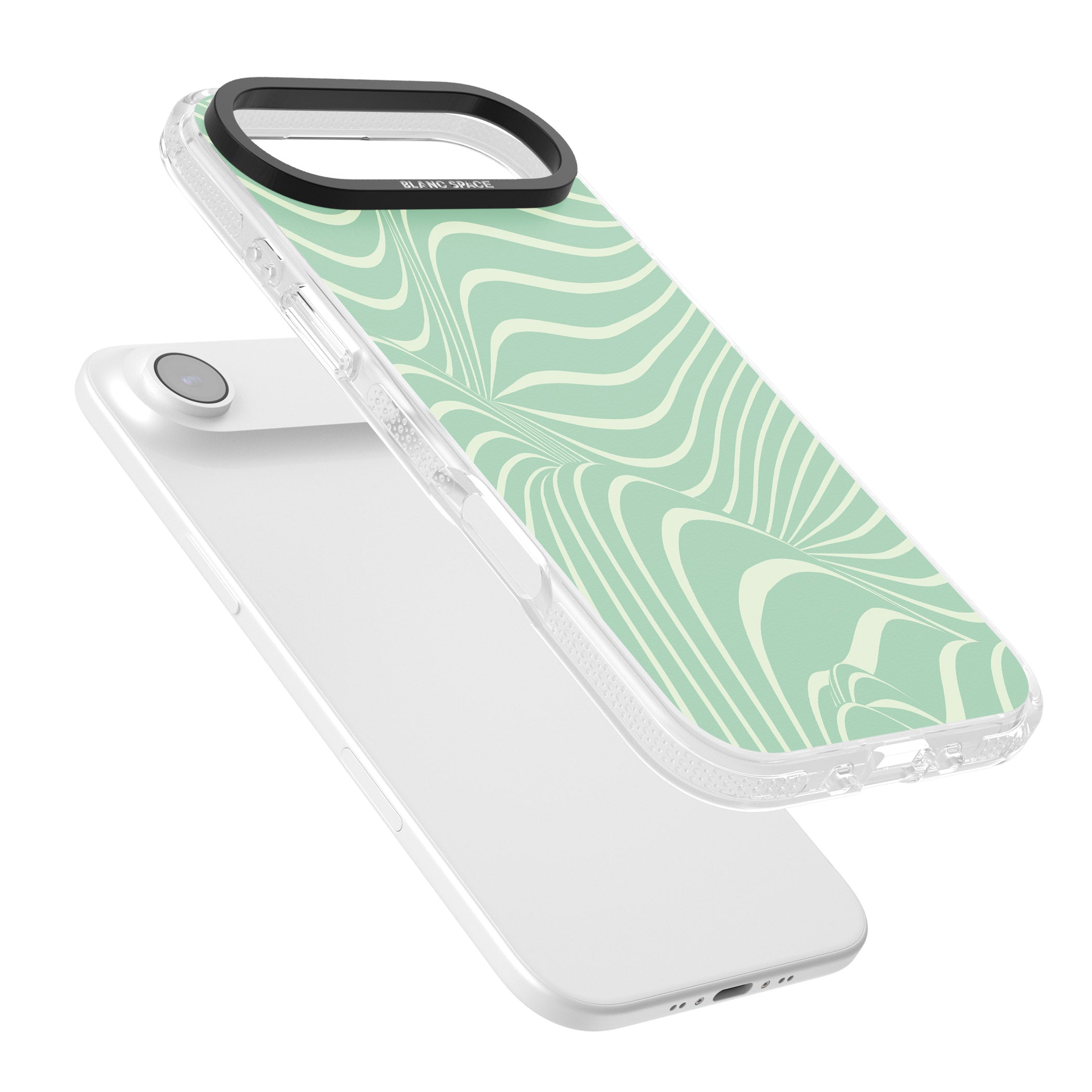 Mint Green Distorted Line iPhone 17 Air Impact Air Clear Phone Case Colours