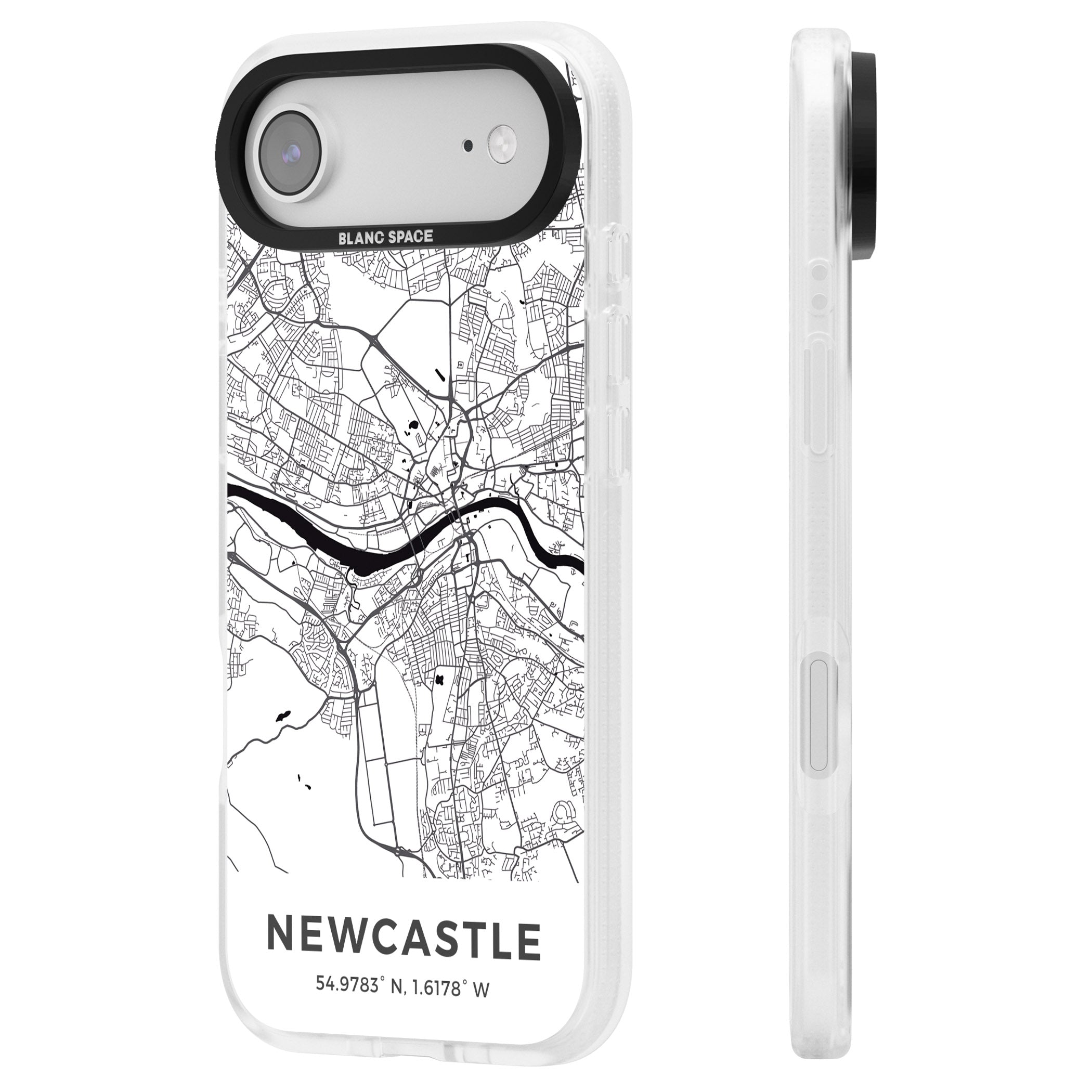 Newcastle City Map iPhone 17 Air Impact Air Clear Phone Case Side Profile