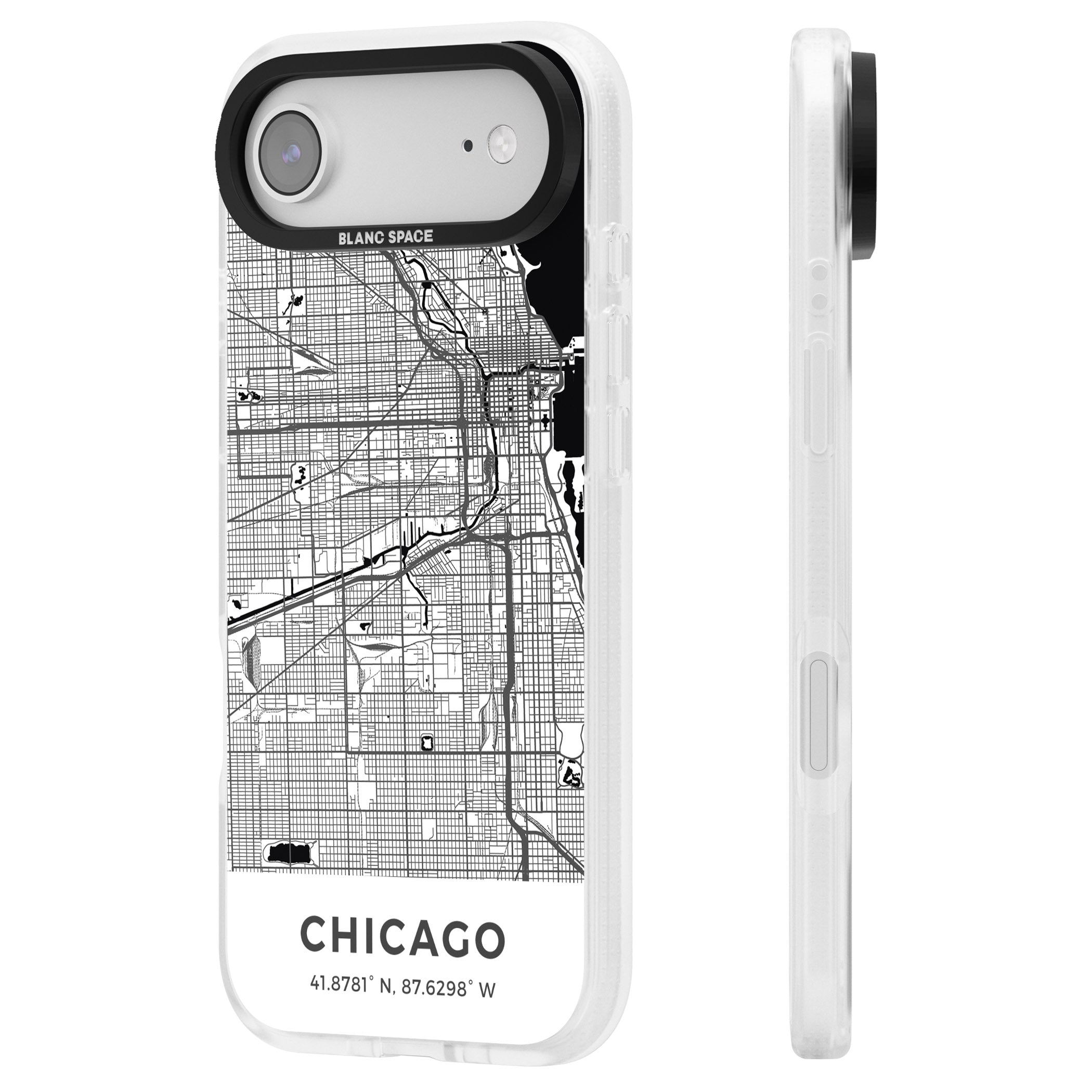 Chicago Map iPhone 17 Air Impact Air Clear Phone Case Side Profile