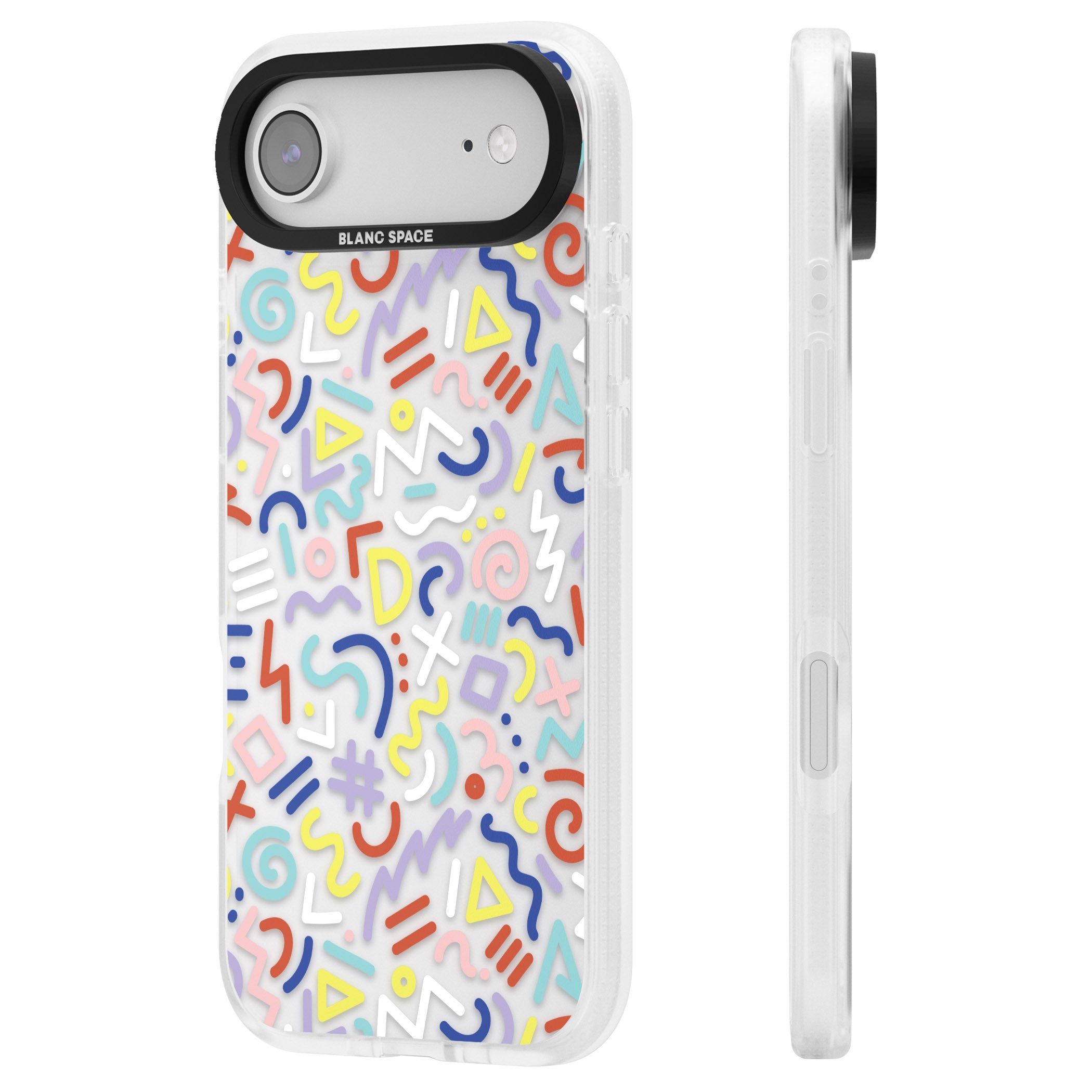 Colorful Retro Pattern iPhone 17 Air Impact Air Clear Phone Case Side Profile