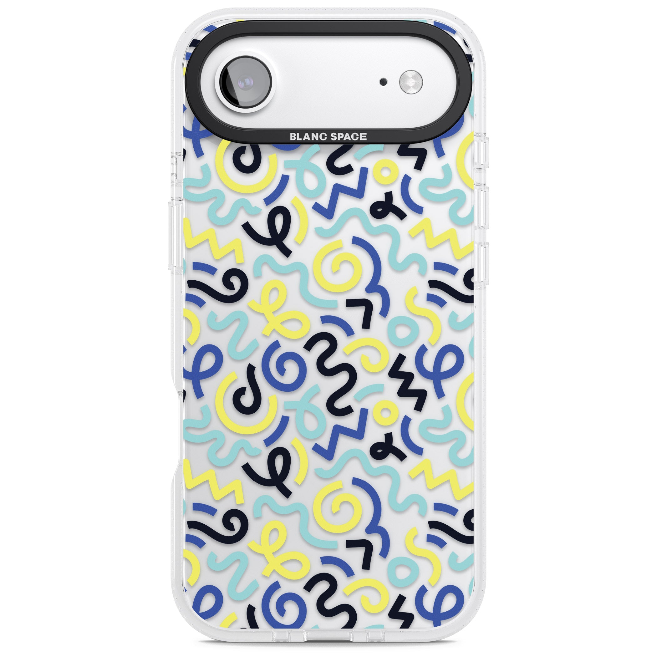 Blue & Yellow Memphis Retro iPhone 17 Air Impact Air Clear Phone Case