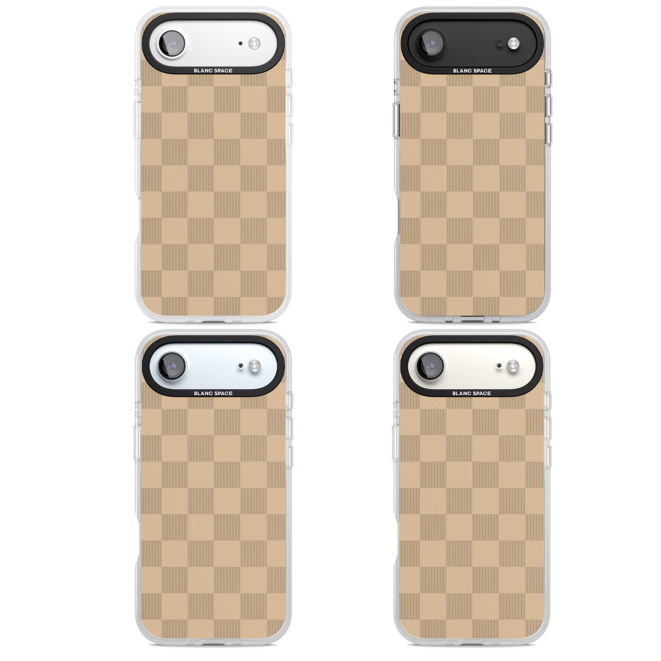 Beige Checkered iPhone 17 Air Impact Air Clear Phone Case APT Impact Protection