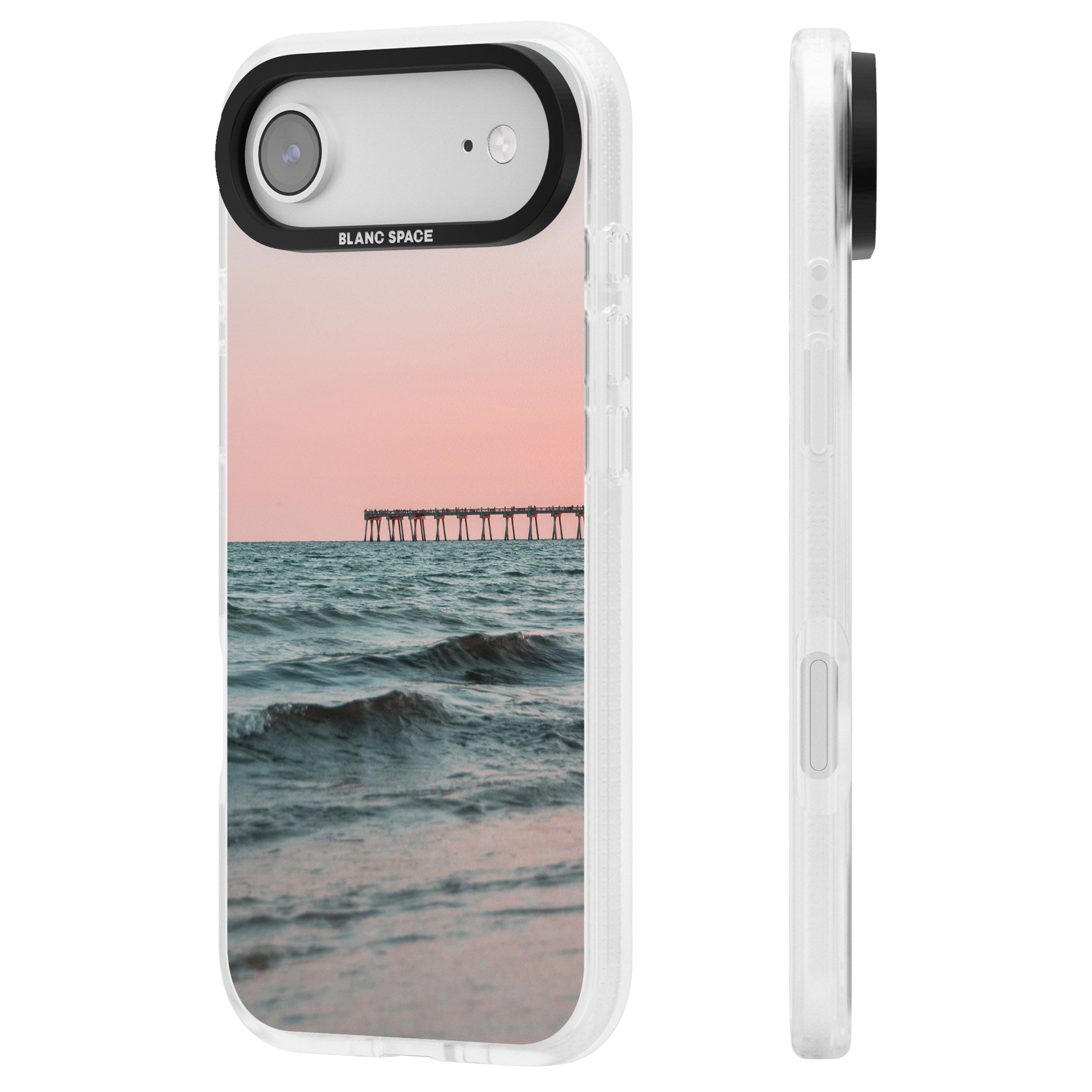 Sunset Pier iPhone 17 Air Impact Air Clear Phone Case Side Profile