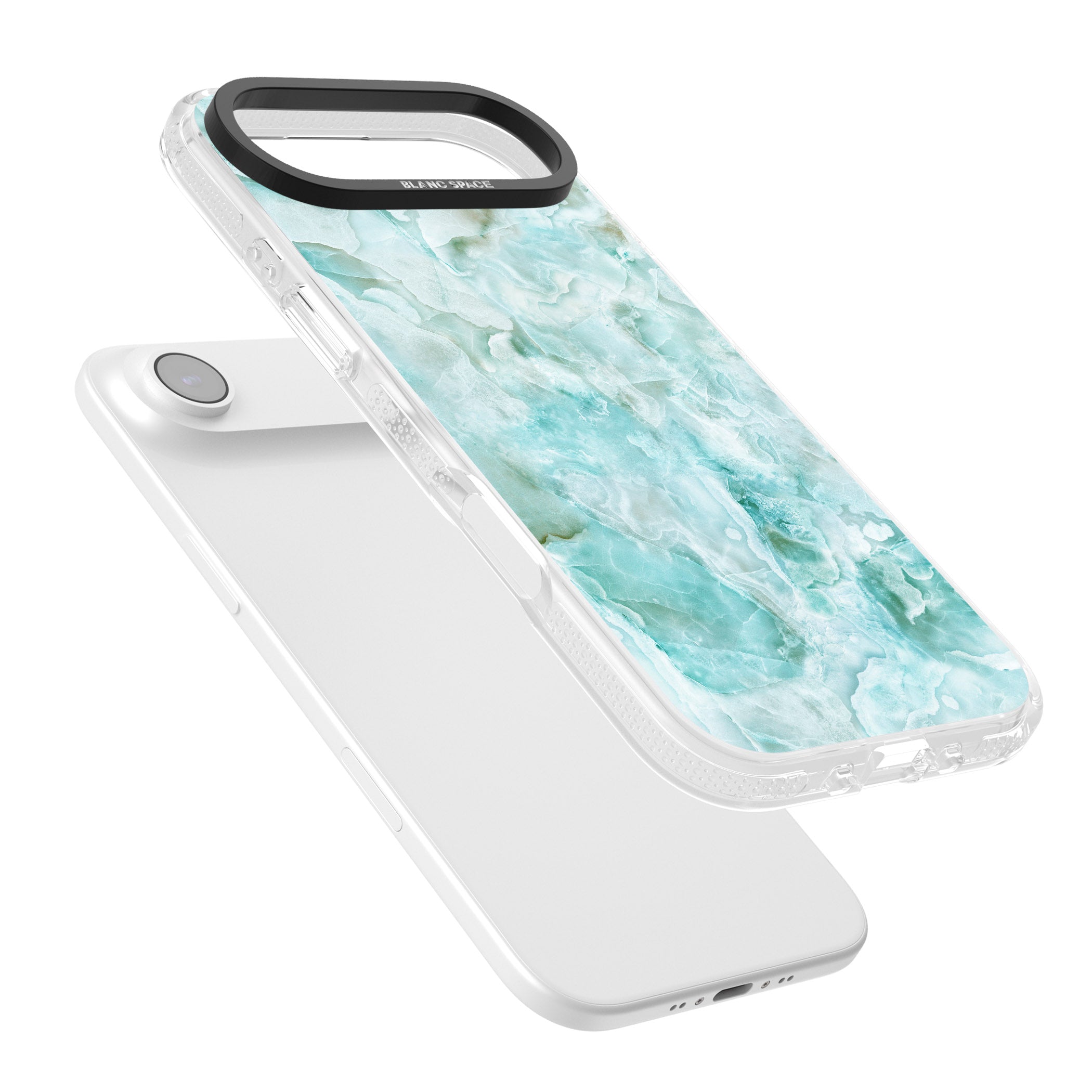 Aqua Onyx Marble iPhone 17 Air Impact Air Clear Phone Case Colours