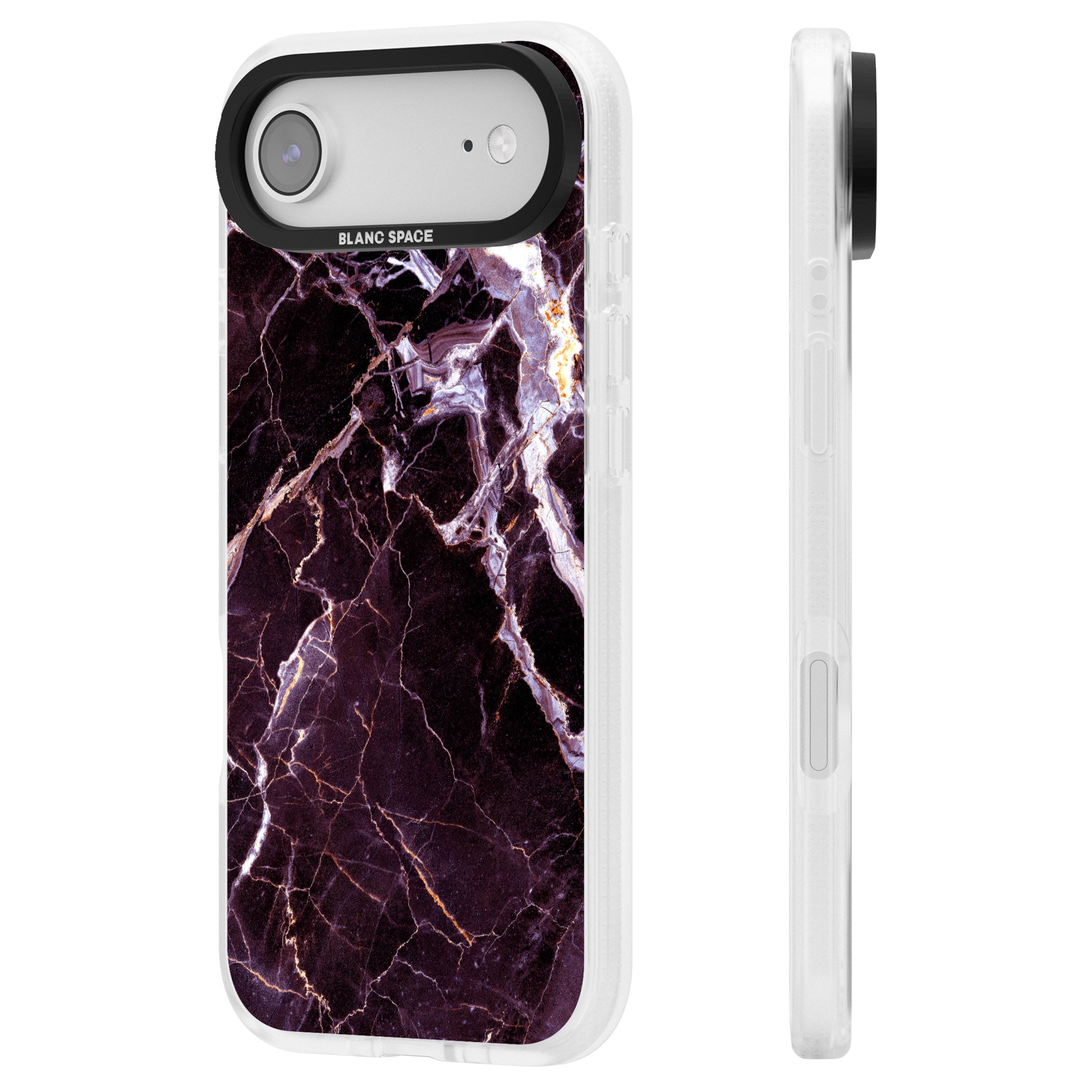 Violet Shatter Marble iPhone 17 Air Impact Air Clear Phone Case Side Profile