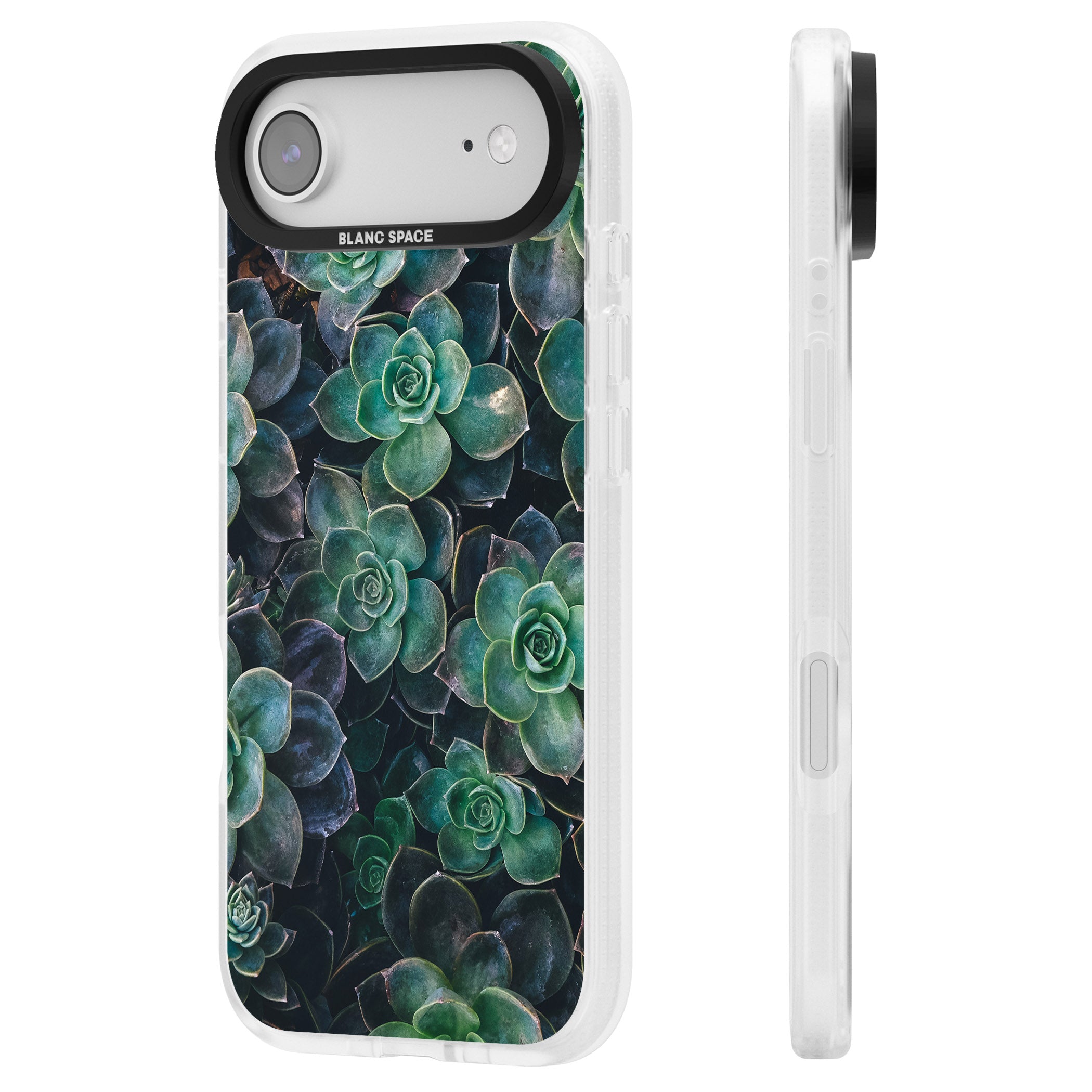 Succulent Bloom Botanical iPhone 17 Air Impact Air Clear Phone Case Side Profile