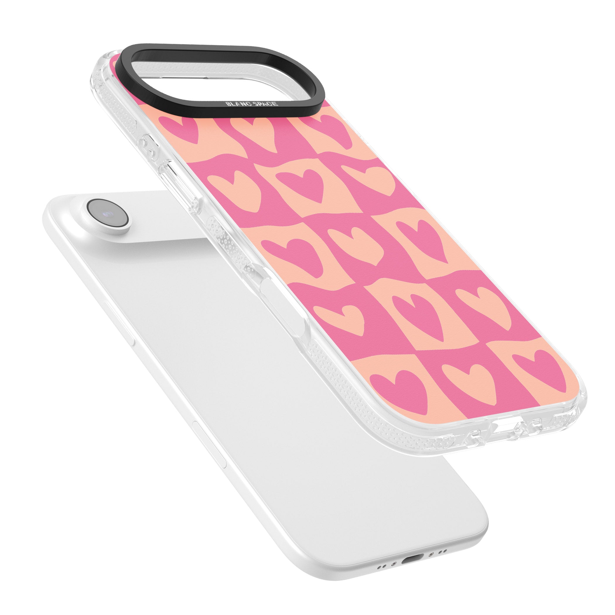 Pink Wavy Checked Hearts iPhone 17 Air Impact Air Clear Phone Case Colours